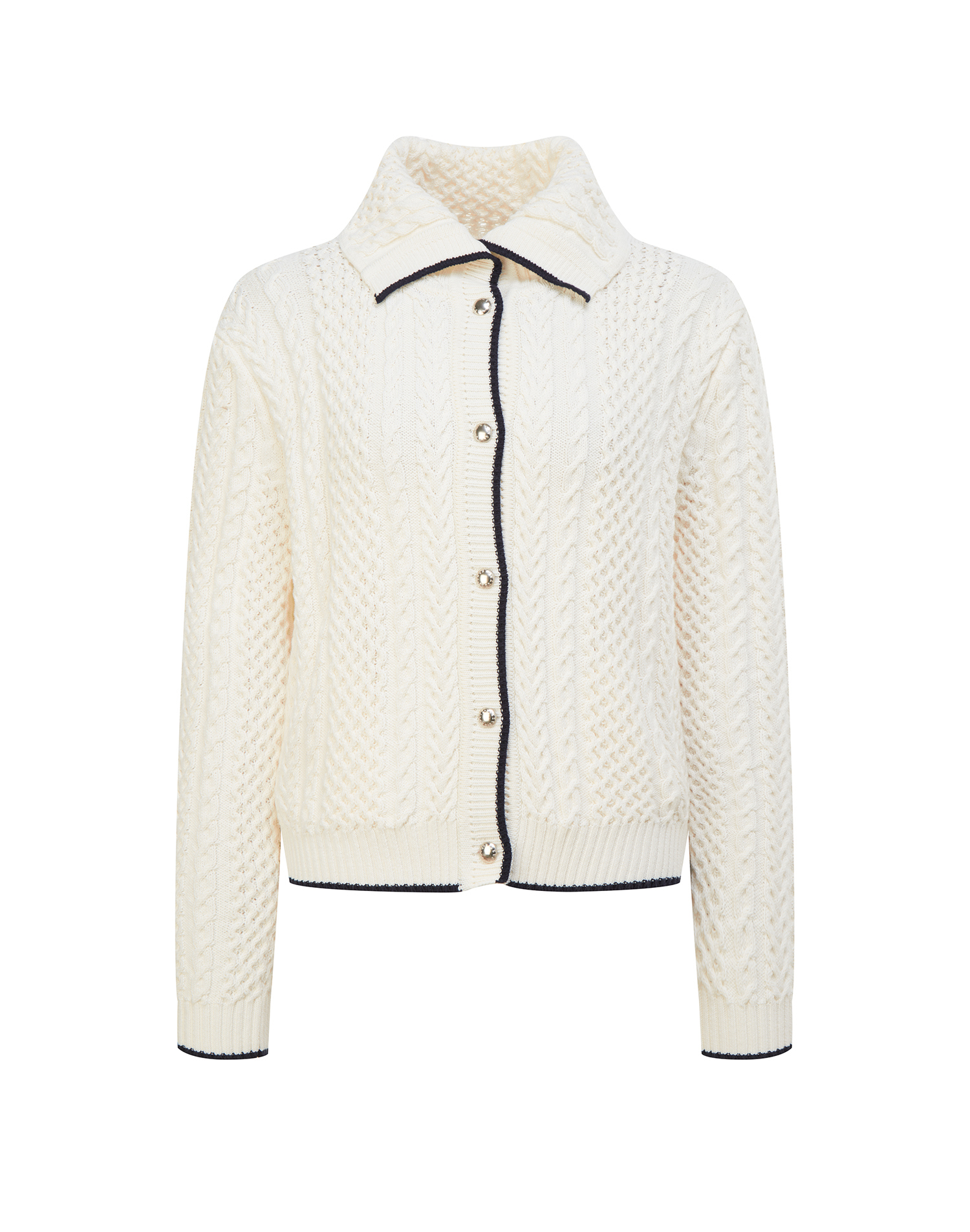 Кардиган с шалевым воротником и контрастной окантовкой  - основное изображение товара