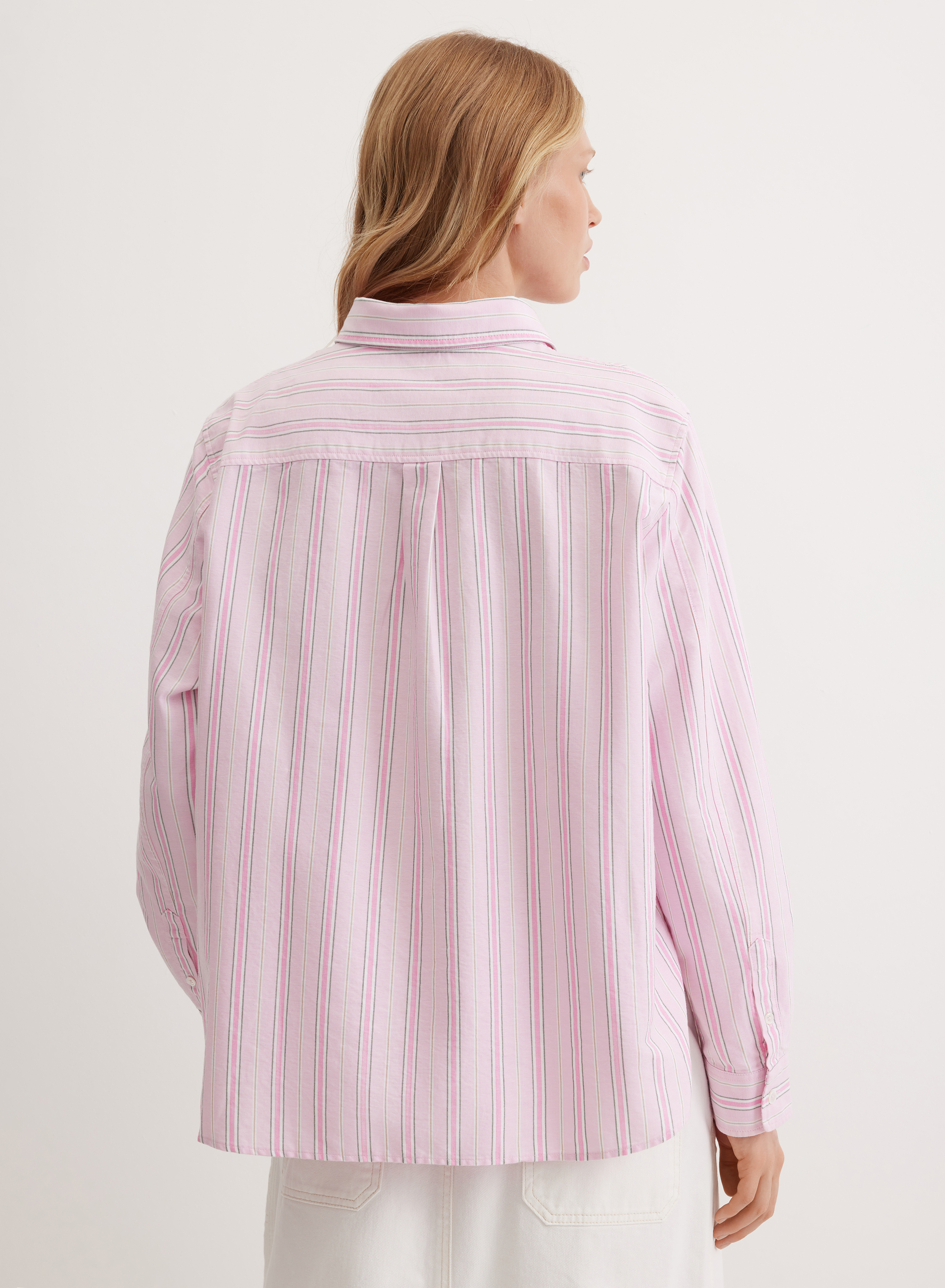 Хлопковая рубашка в контрастную полоску  - основное изображение товара