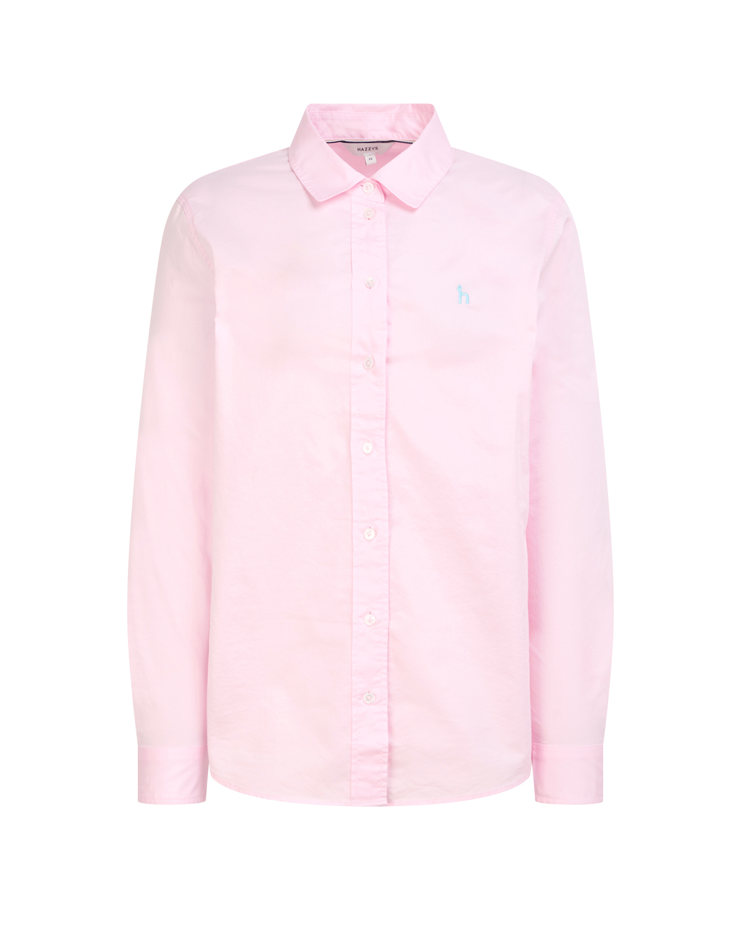 Хлопковая однотонная рубашка с контрастным логотипом бренда  - основное изображение товара