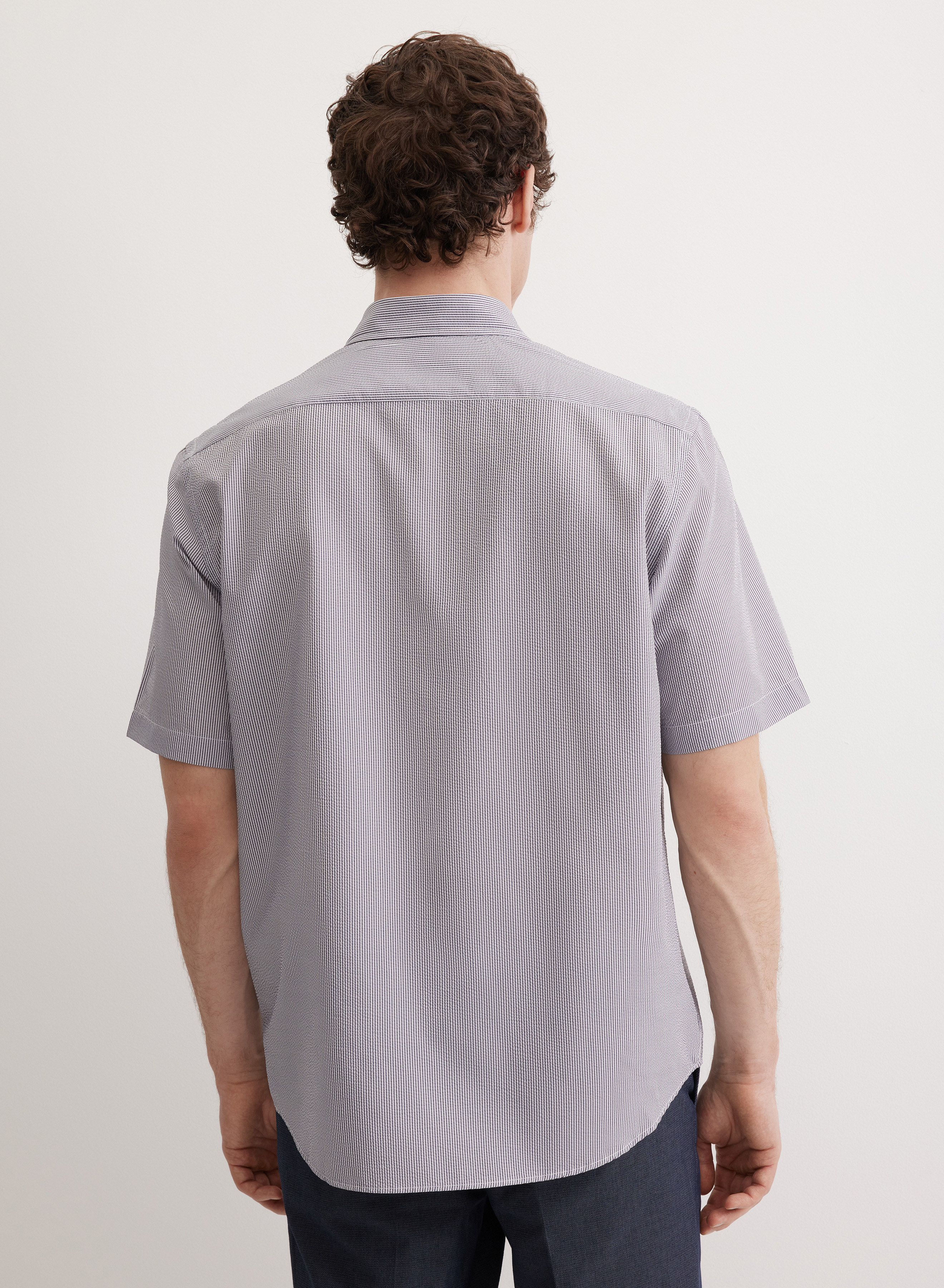 Рубашка с коротким рукавом и воротником-стойкой - основное изображение товара