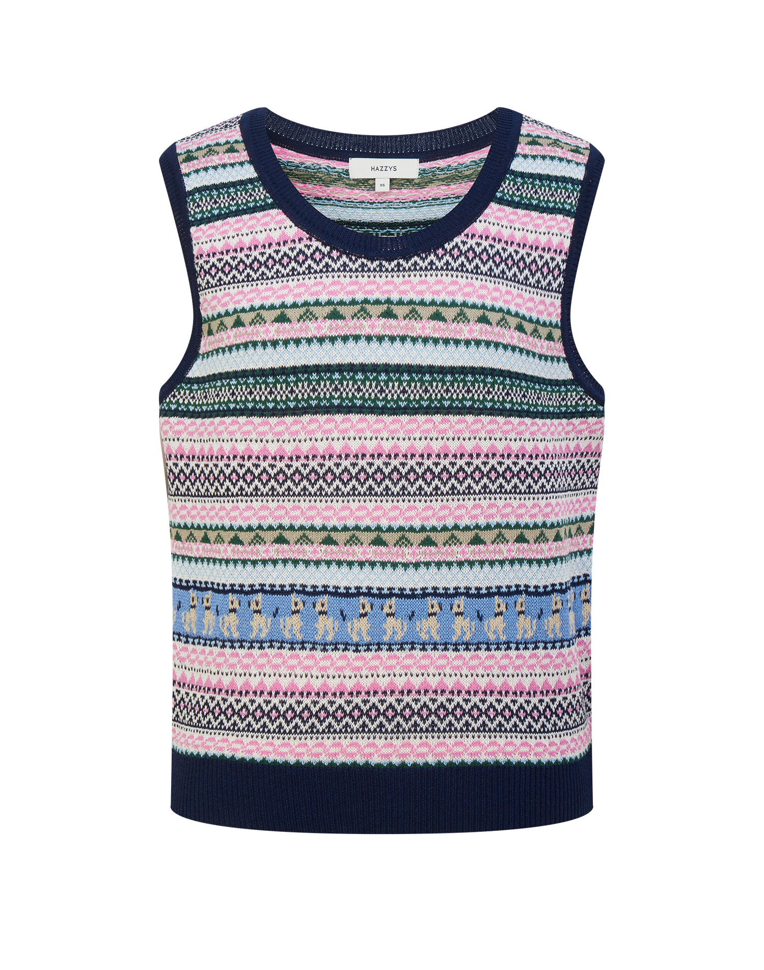 Жилет с разноцветным принтом и круглой горловиной - основное изображение товара