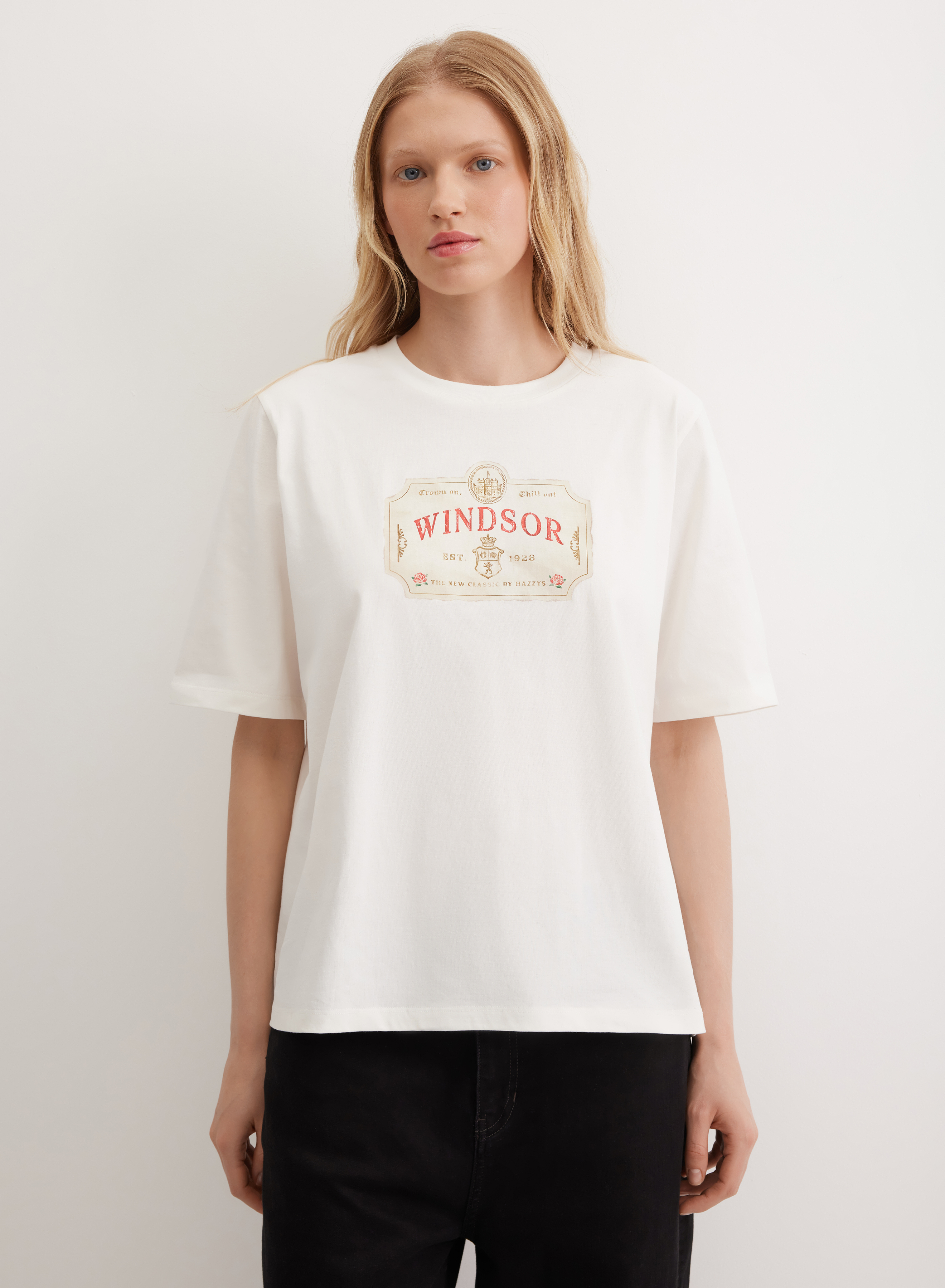 Футболка из мягкого хлопка с объемным дизайнерским рисунком - основное изображение товара