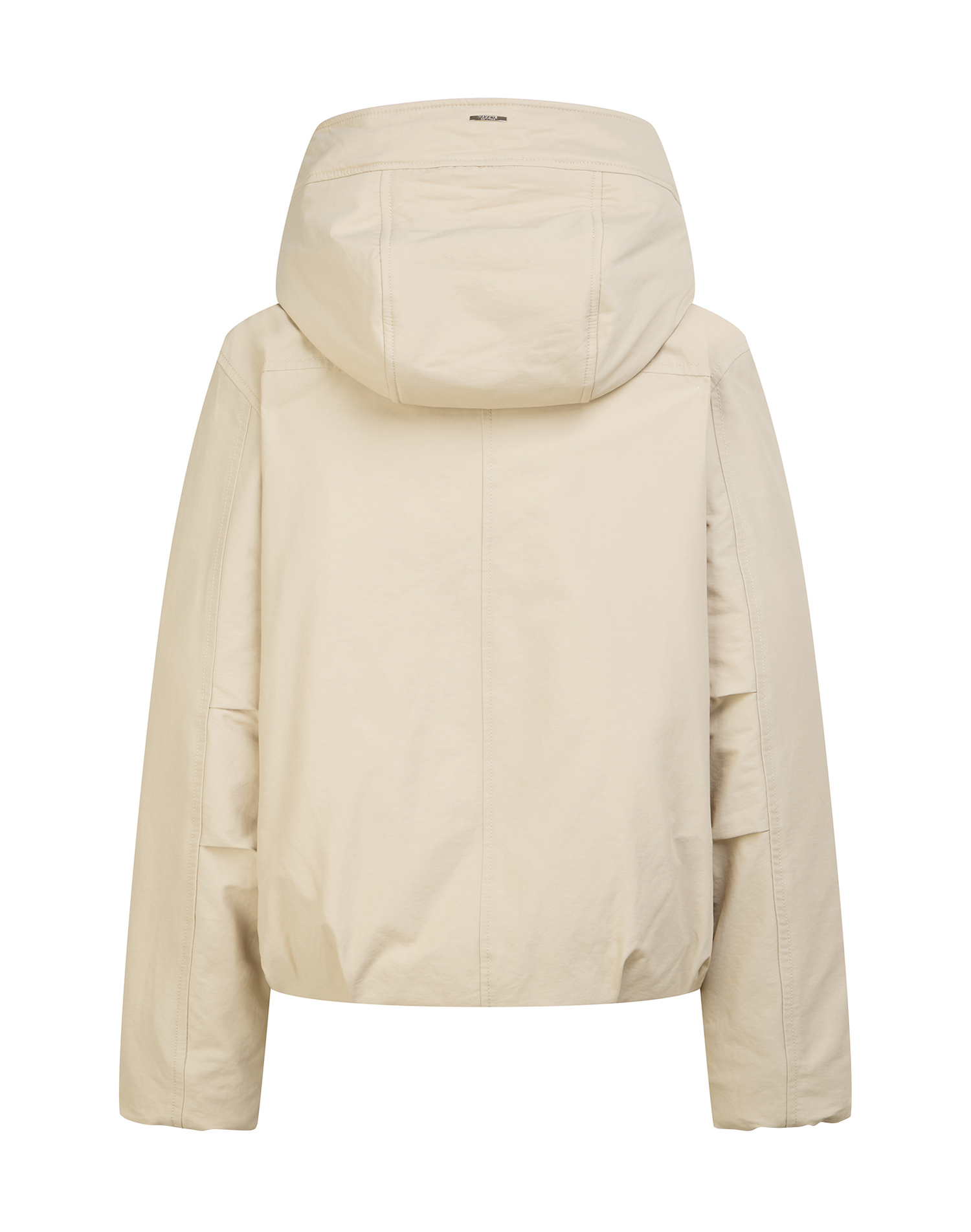 Объемная бежевая куртка с капюшоном и накладными карманами - основное изображение товара