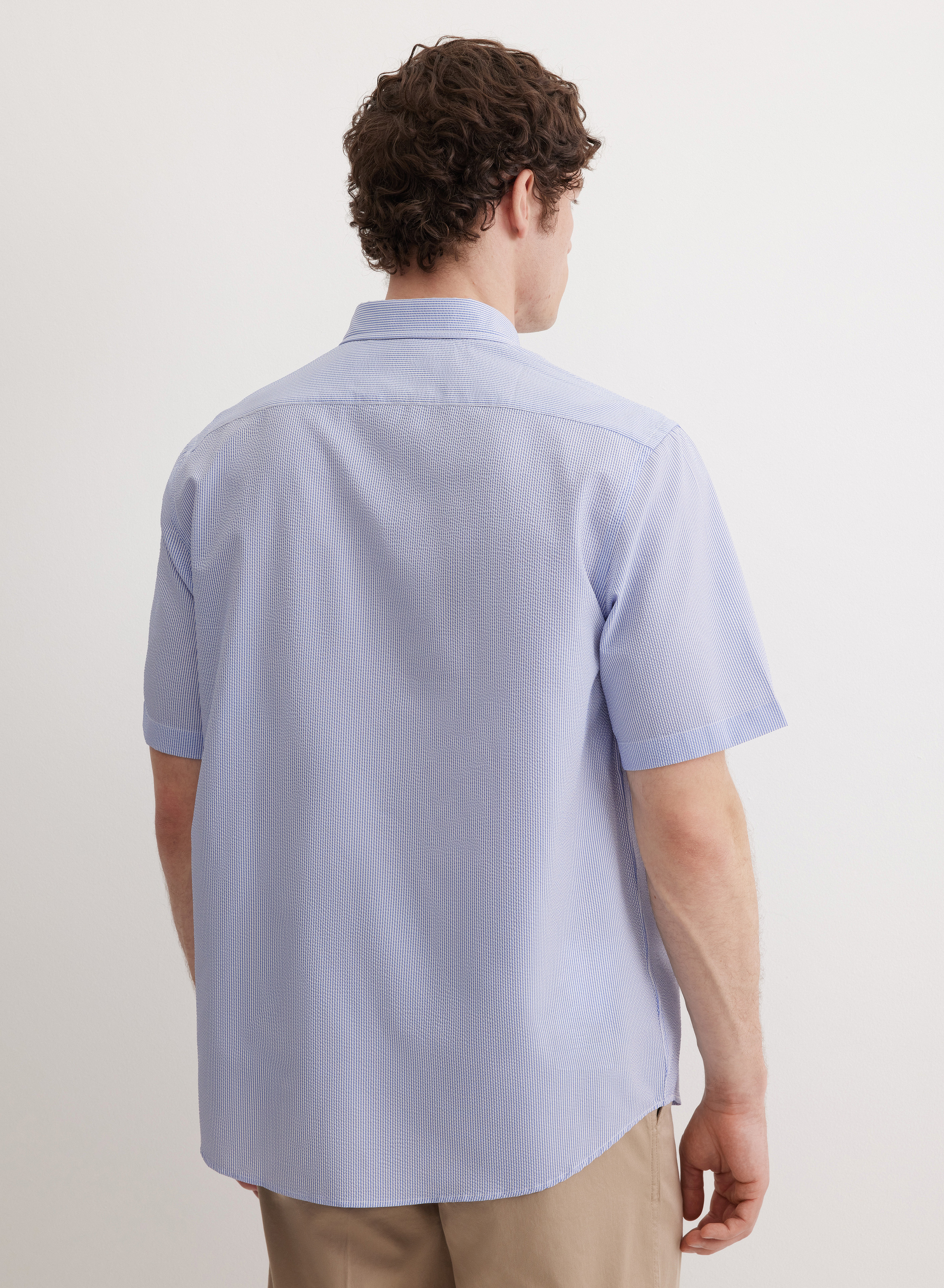 Рубашка с коротким рукавом и воротником-стойкой - основное изображение товара