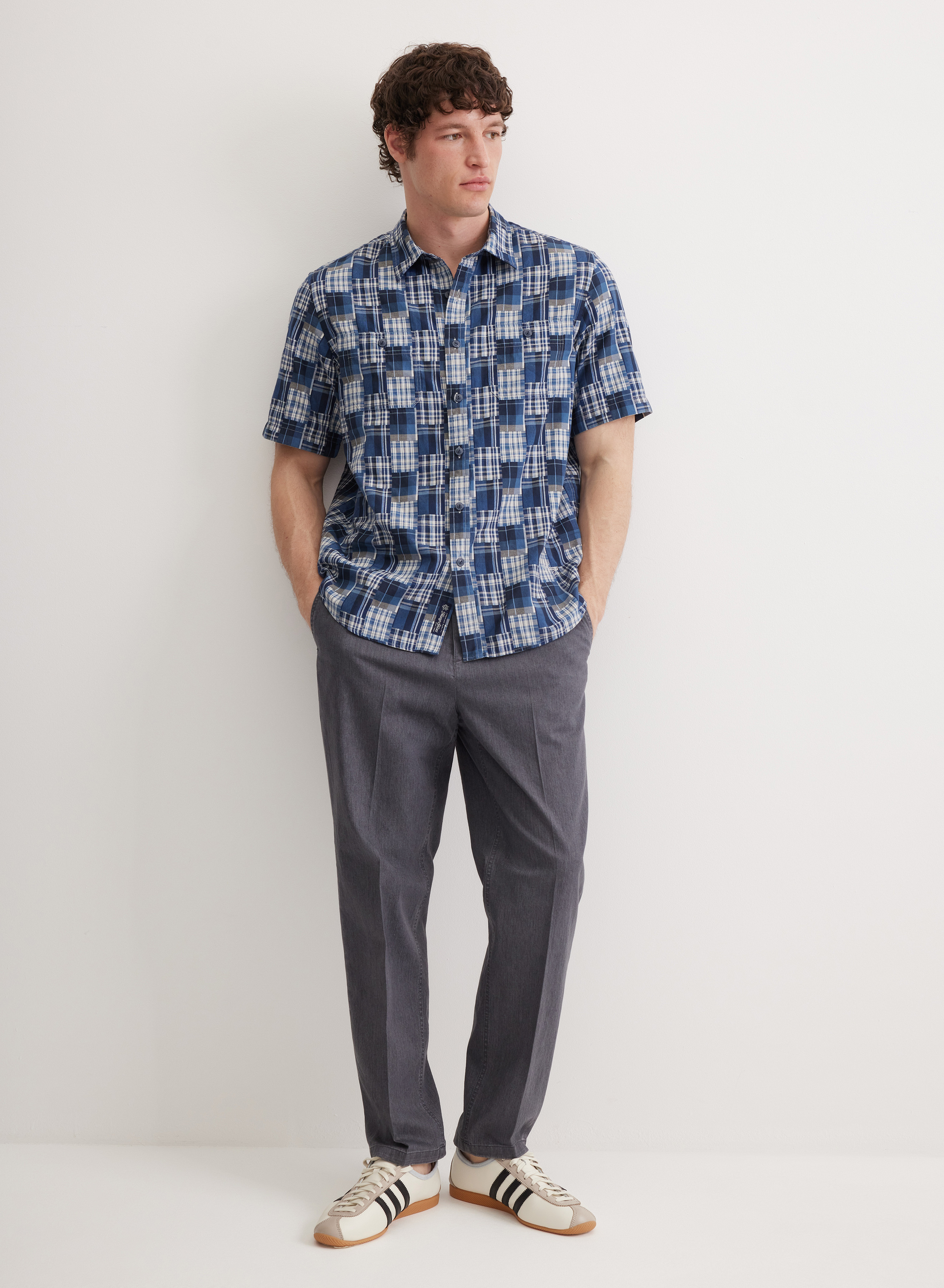 Рубашка прямого силуэта в крупную клетку - основное изображение товара