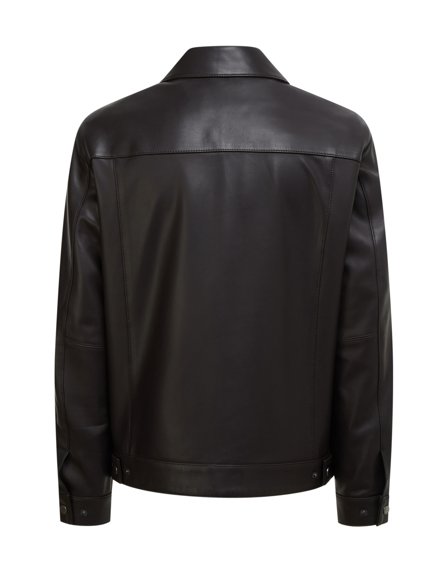 Удлиненная кожаная куртка с отложным воротником - основное изображение товара