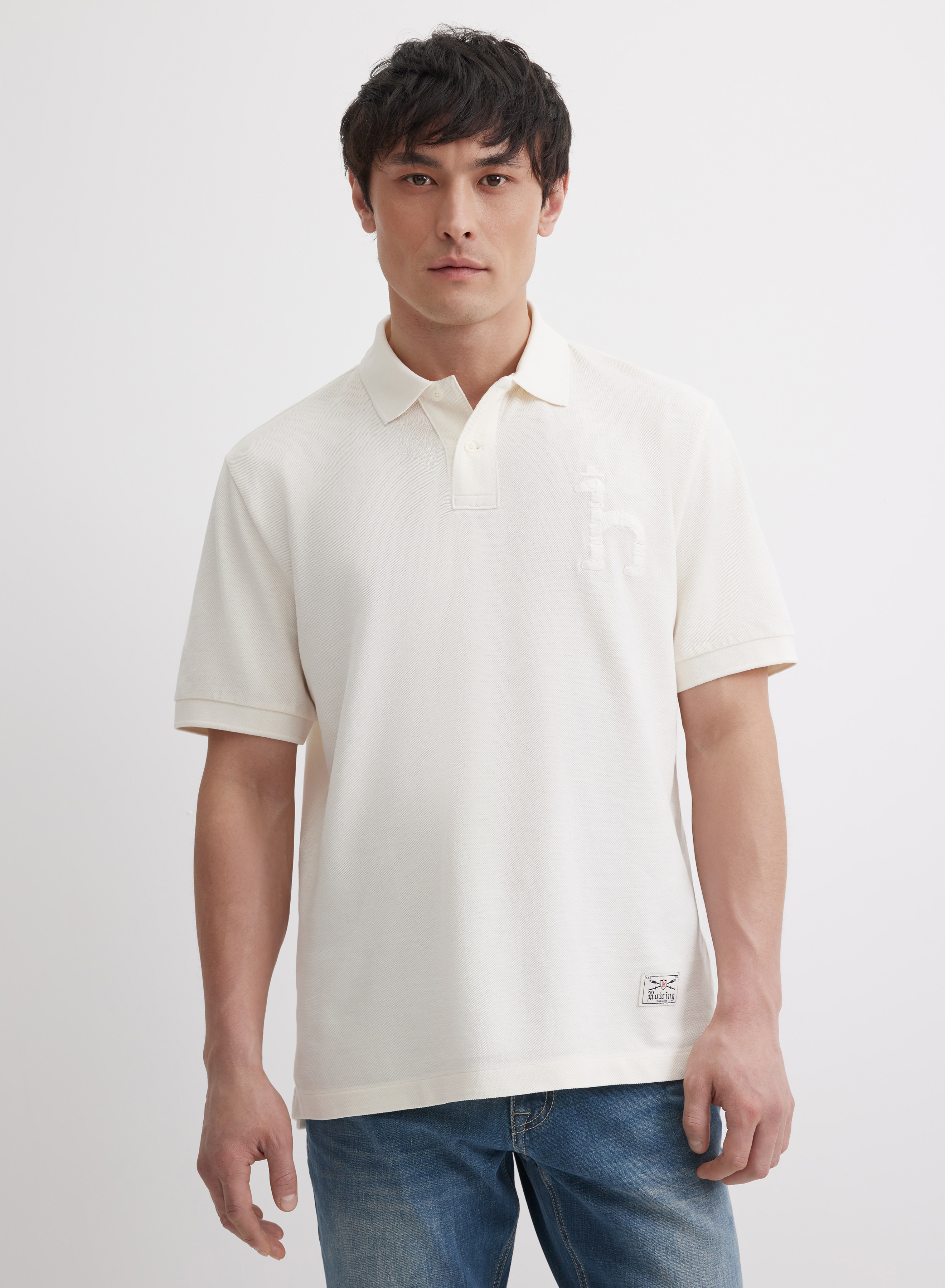 Белое поло с короткими рукавами - основное изображение товара