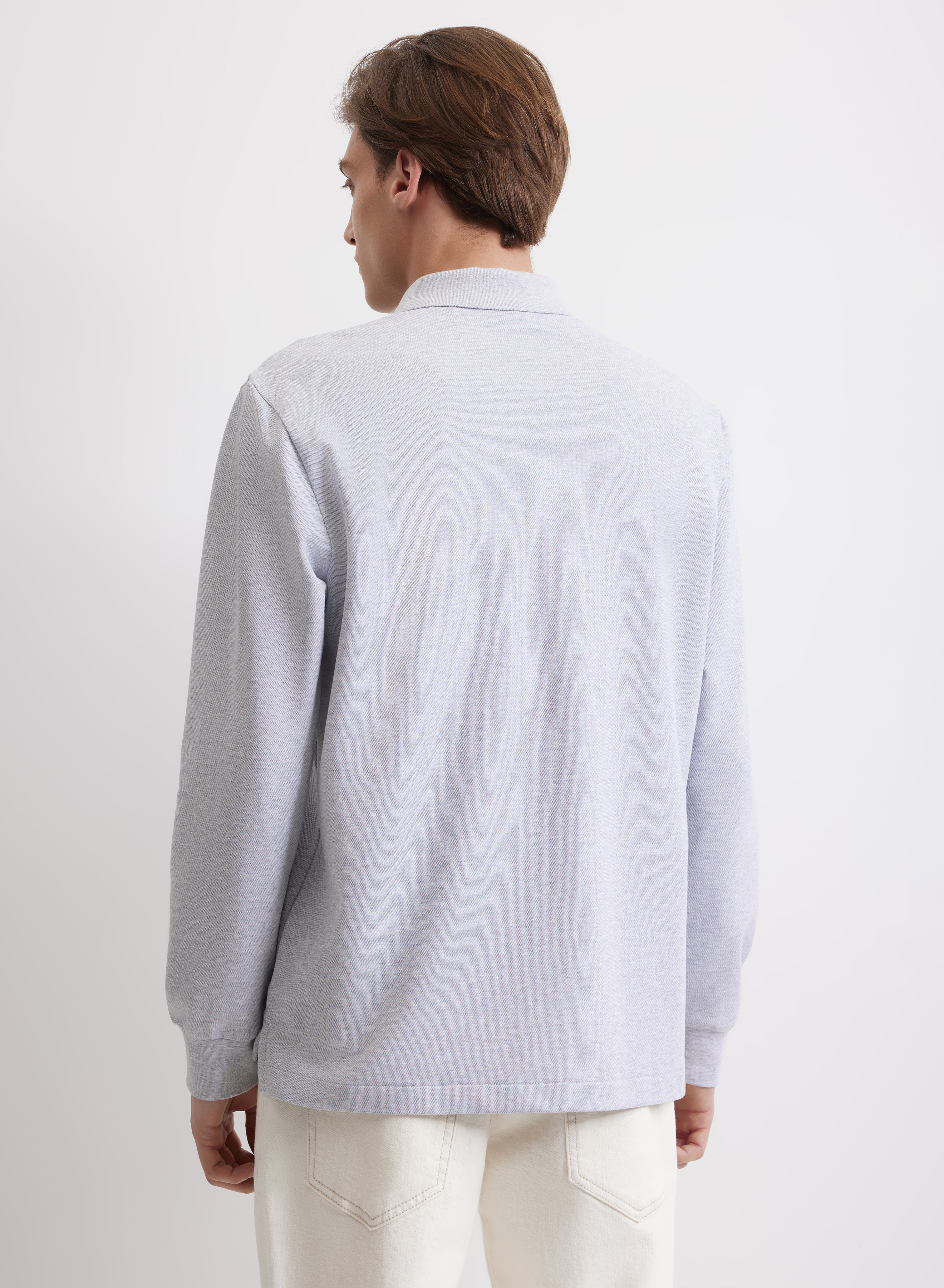 Светло-серое поло с вышивкой - основное изображение товара