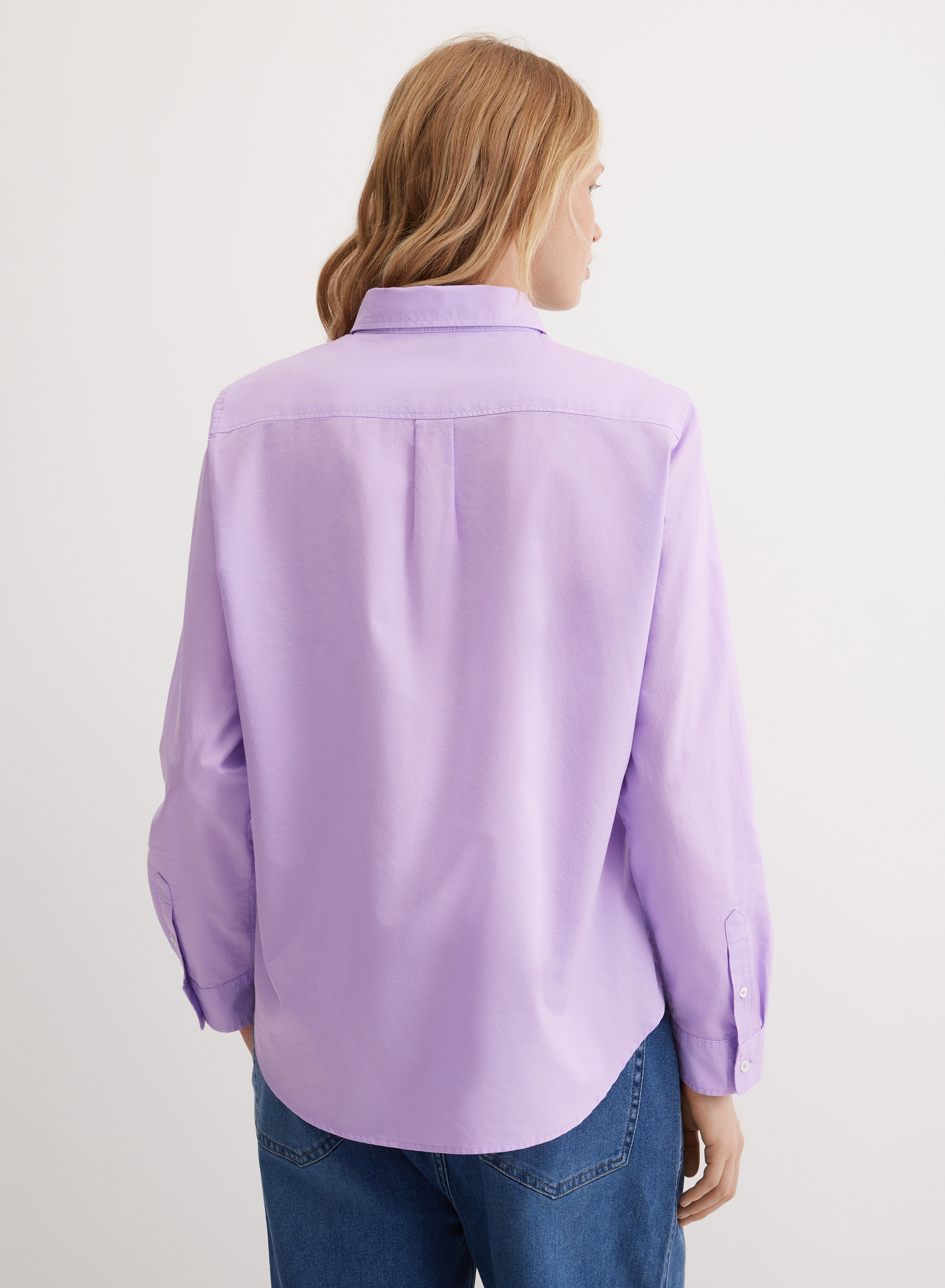 Однотонная рубашка прямого силуэта с отложным воротником  - основное изображение товара