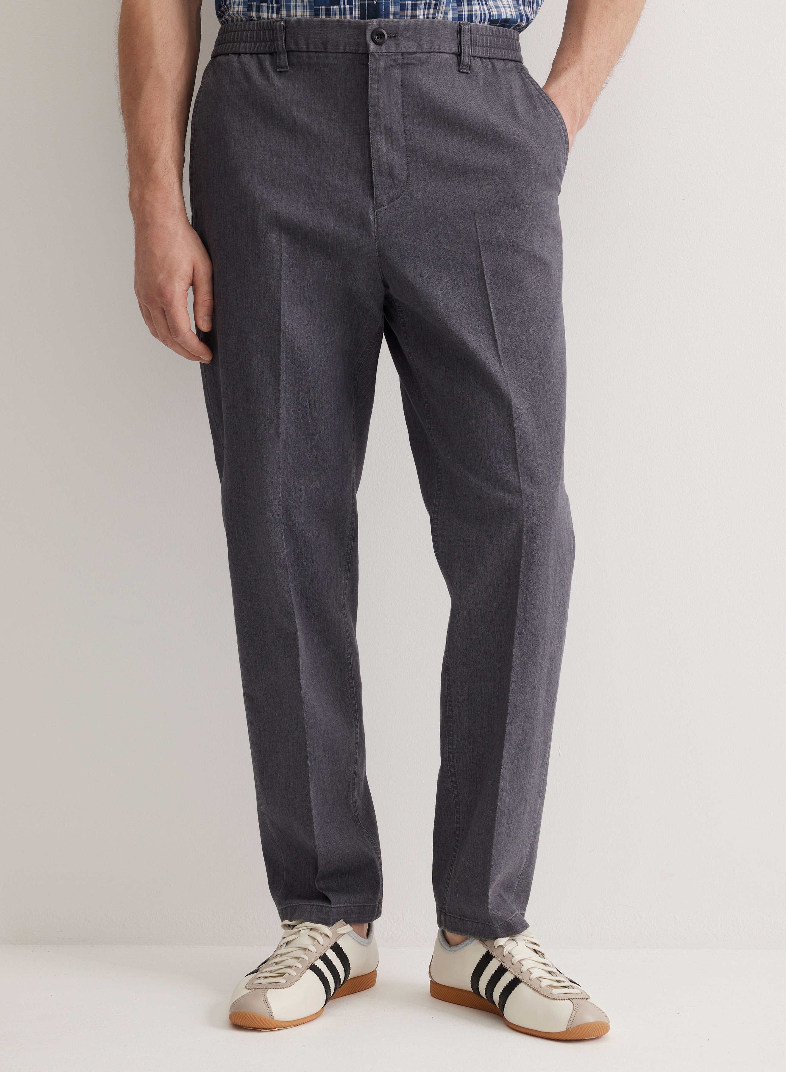 Прямые брюки с комбинированным поясом  - основное изображение товара