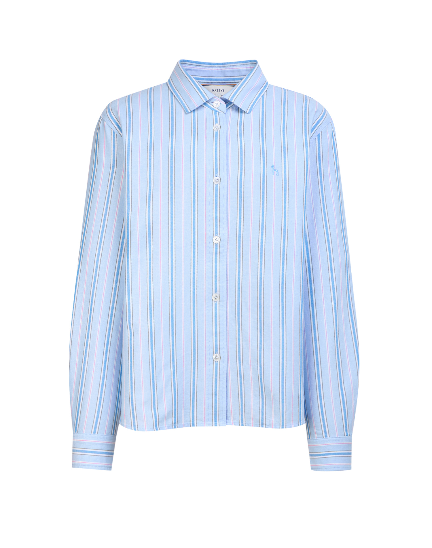 Рубашка в контрастную полоску с отложным воротником - основное изображение товара