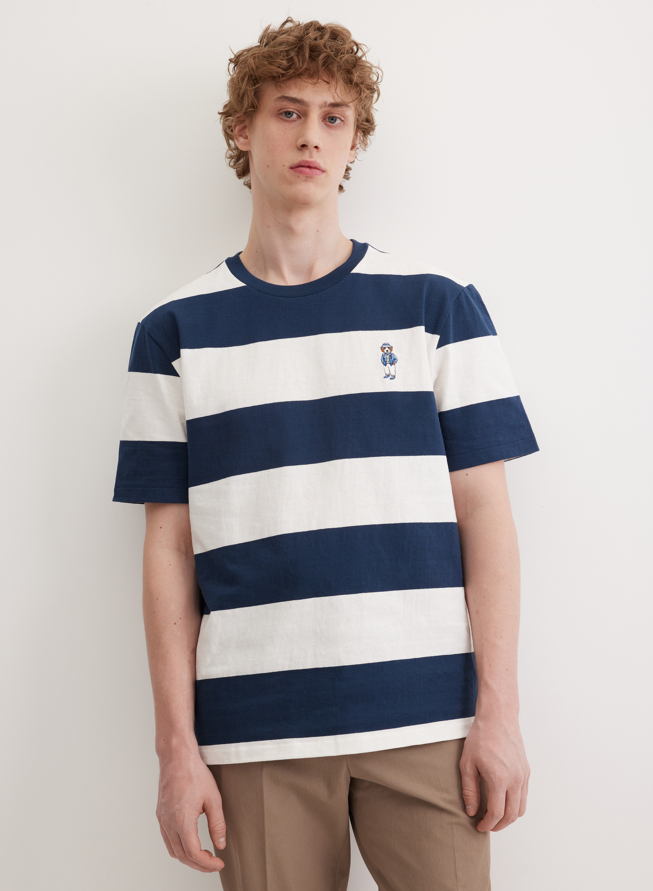 Хлопковая футболка в широкую контрастную полоску  - основное изображение товара