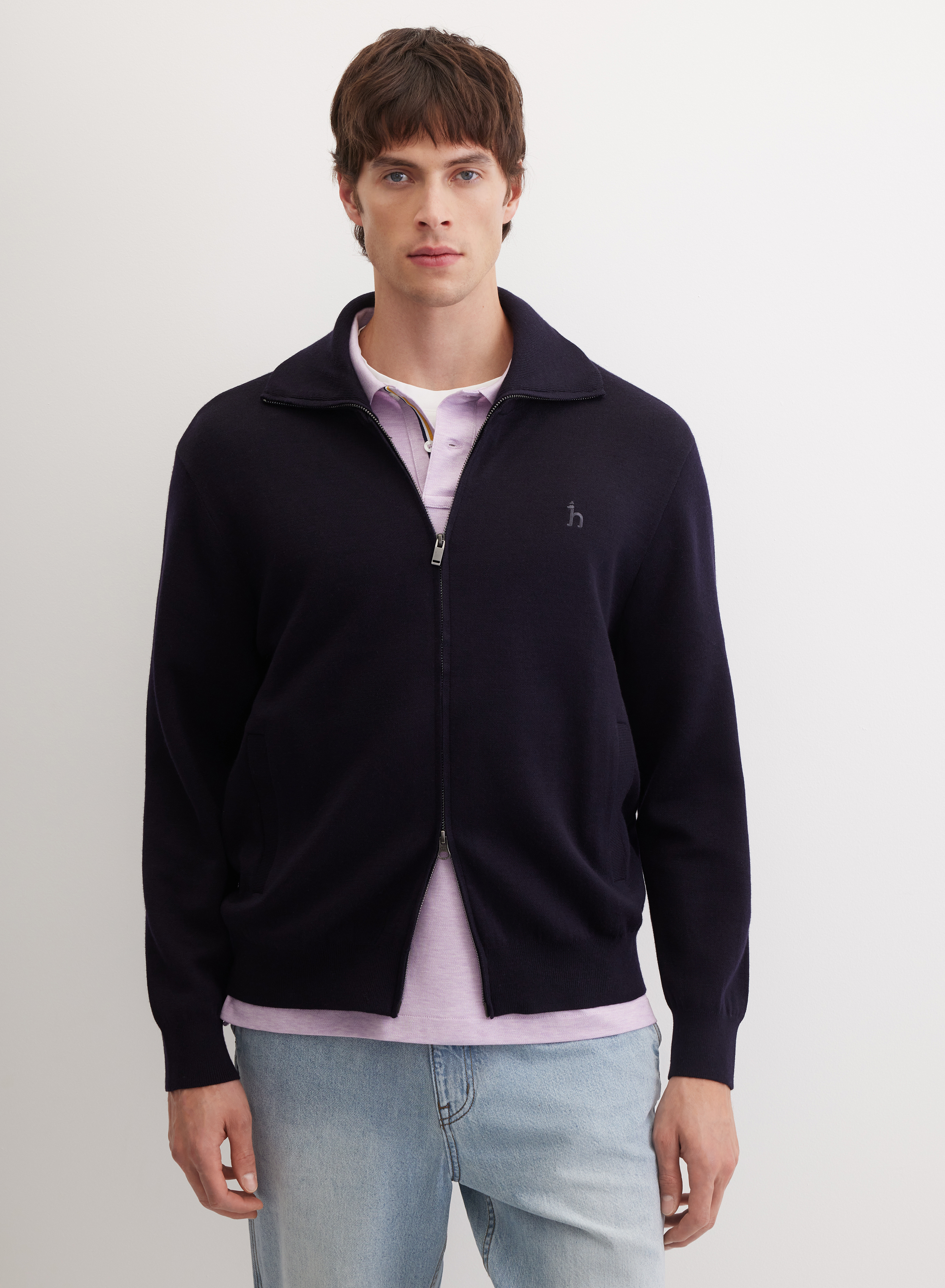 Кардиган на молнии с отложным воротником  - основное изображение товара