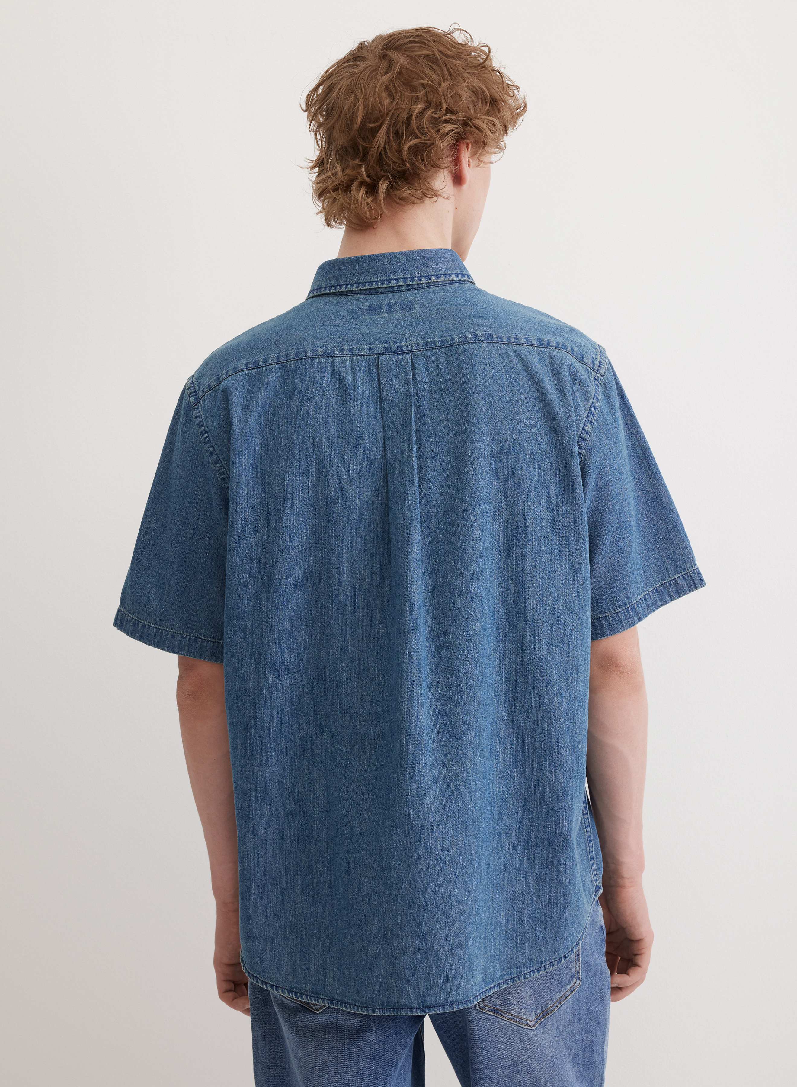 Джинсовая рубашка с коротким рукавом  - основное изображение товара