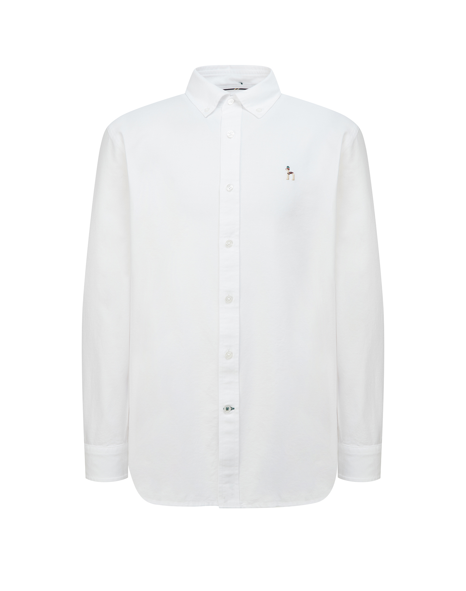 Хлопковая однотонная рубашка с отложным воротником и ярким принтом - основное изображение товара