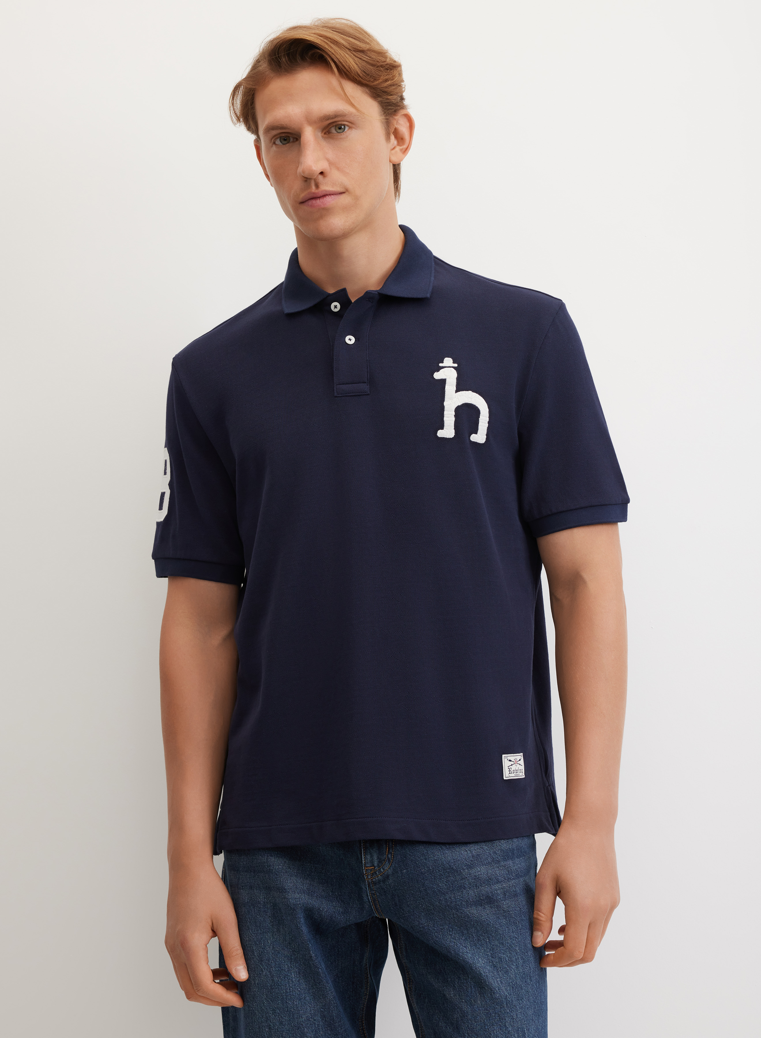 Поло с большой контрастной вышивкой - основное изображение товара