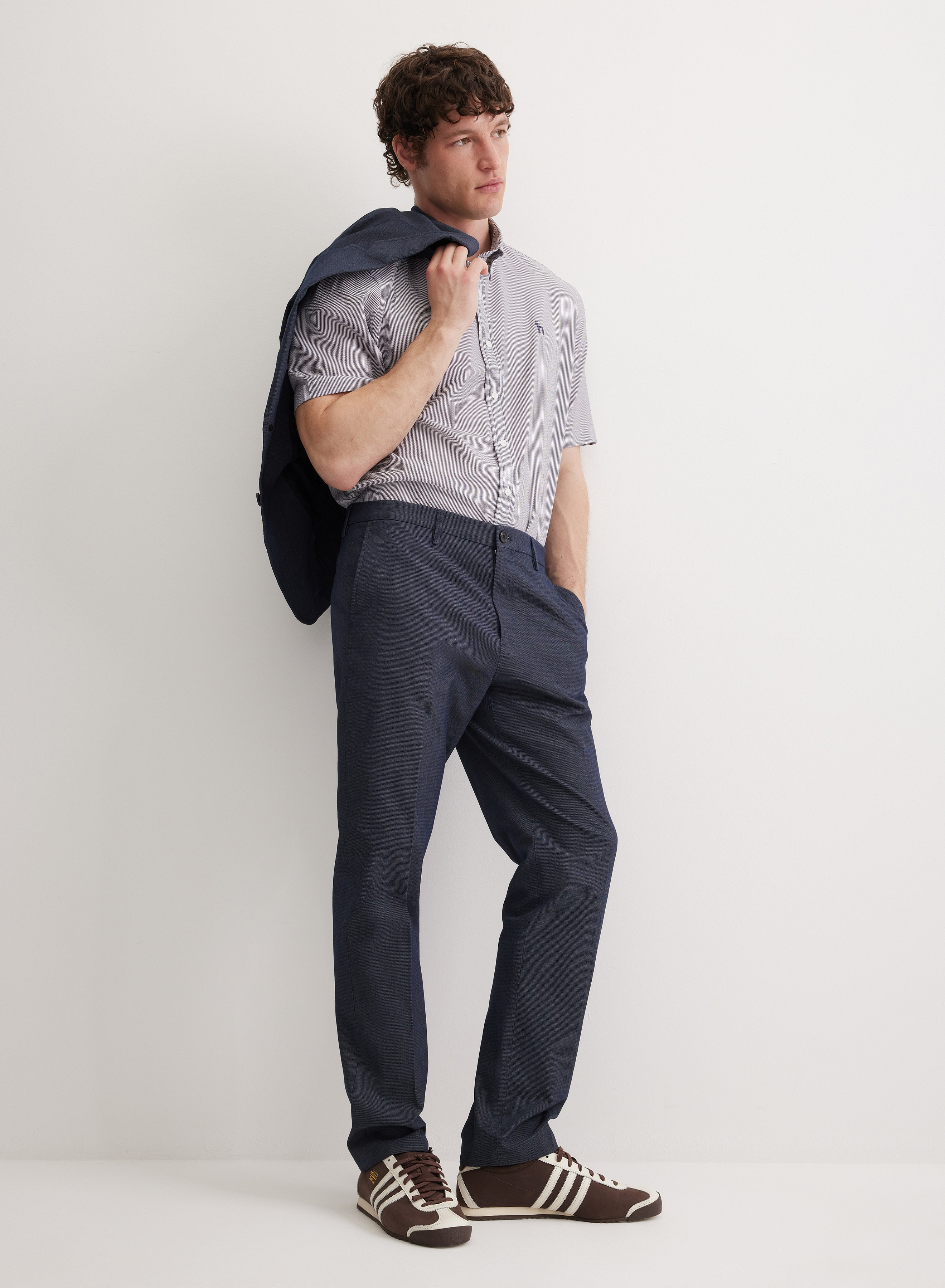 Рубашка с коротким рукавом и воротником-стойкой - основное изображение товара