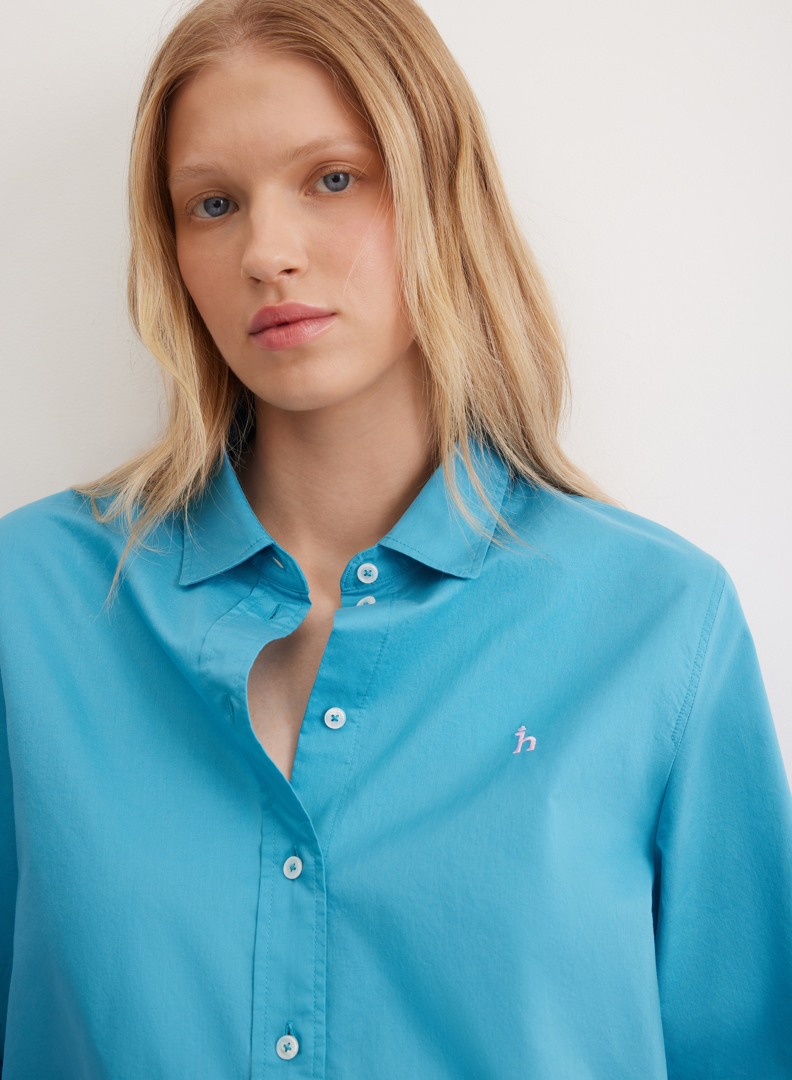 Хлопковая рубашка с контрастными пуговицами - основное изображение товара