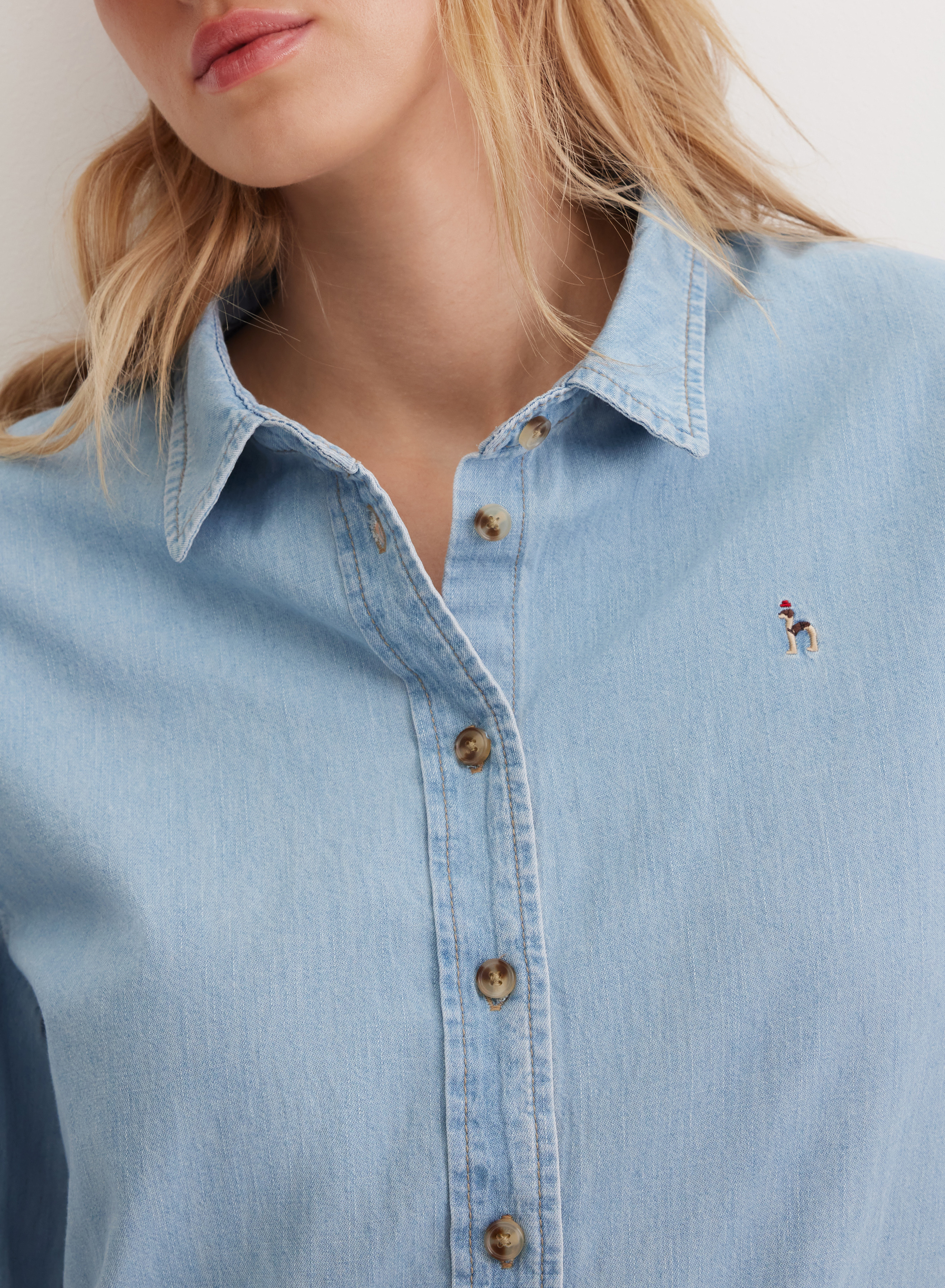 Хлопковая рубашка с контрастными пуговицами и отложным воротником - основное изображение товара