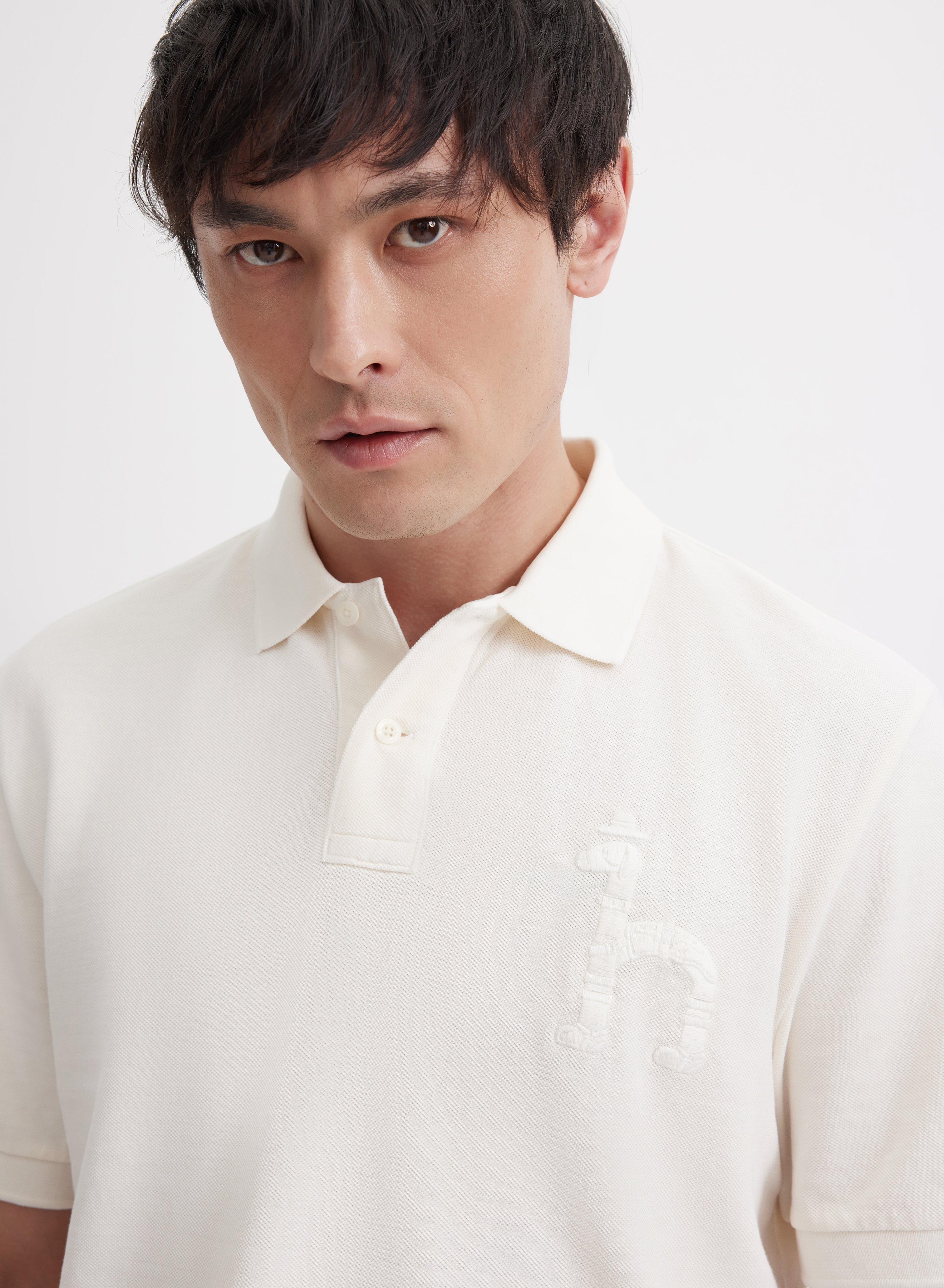 Белое поло с короткими рукавами - основное изображение товара