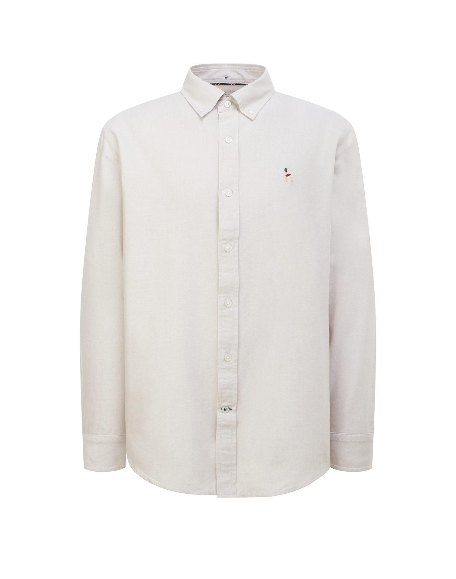 Однотонная рубашка прямого кроя с фирменной вышивкой - основное изображение товара