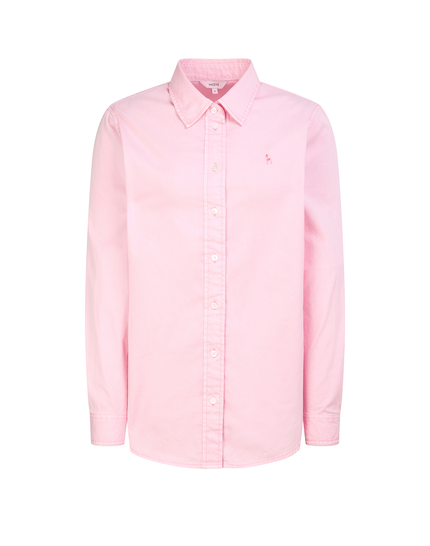 Однотонная хлопковая рубашка с контрастным логотипом бренда  - основное изображение товара