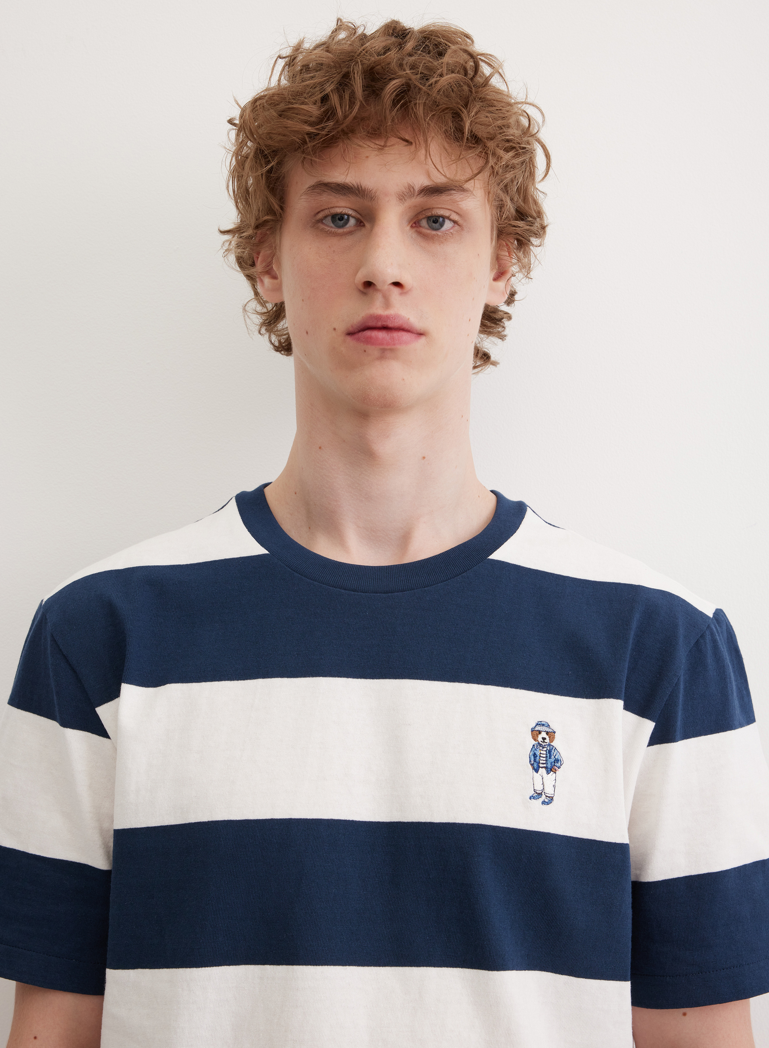 Хлопковая футболка в широкую контрастную полоску  - основное изображение товара