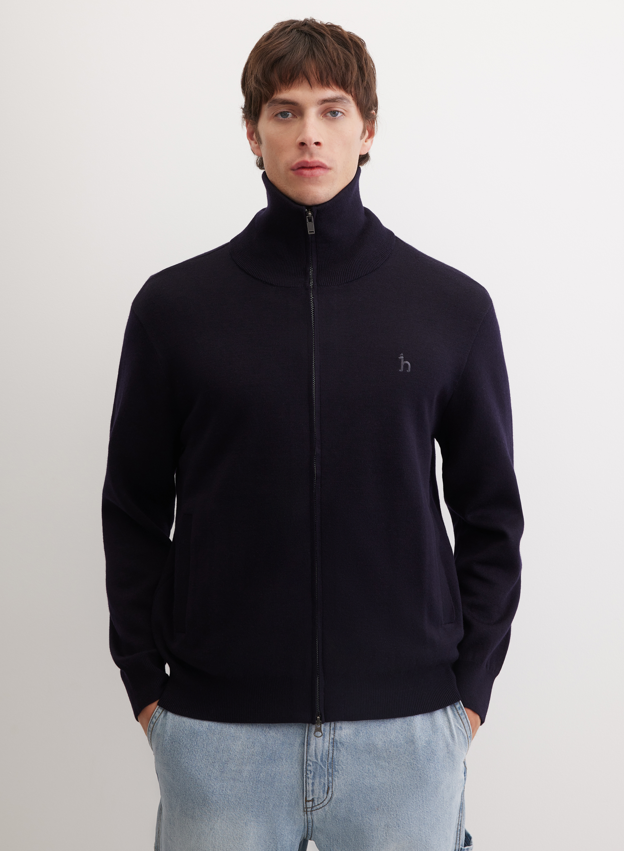 Кардиган на молнии с отложным воротником  - основное изображение товара