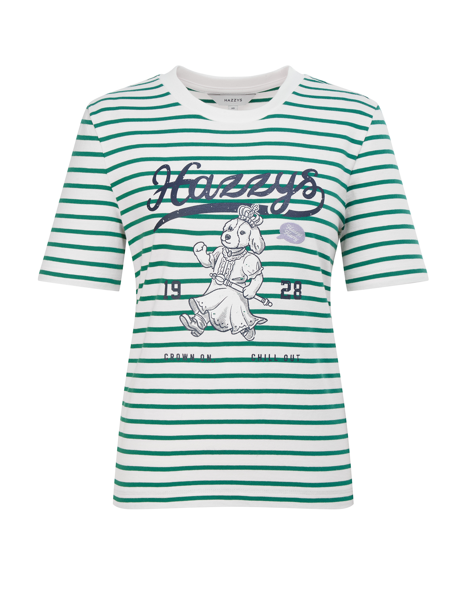 Приталенная хлопковая футболка в полоску с фирменным принтом - основное изображение товара