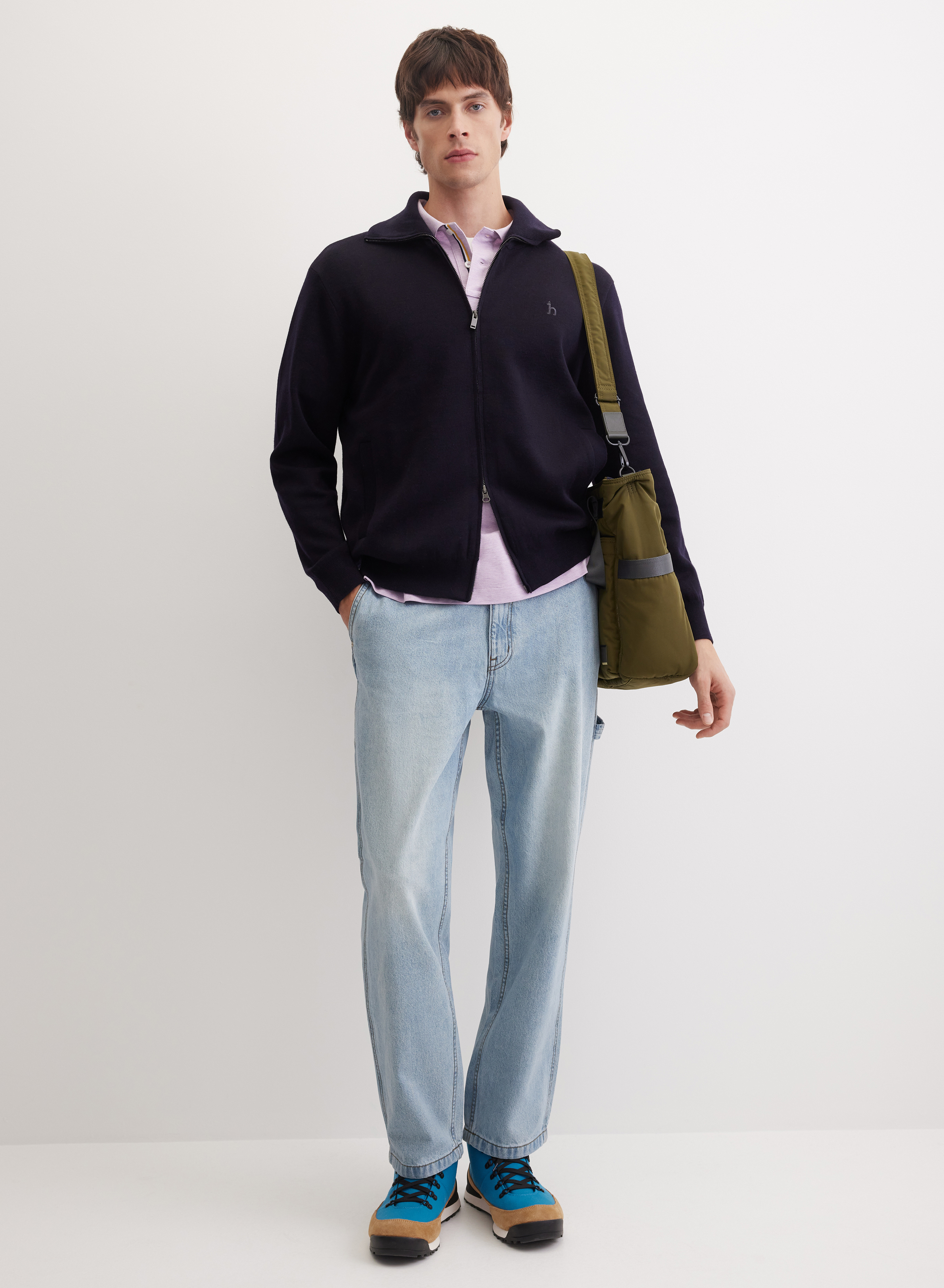 Кардиган на молнии с отложным воротником  - основное изображение товара