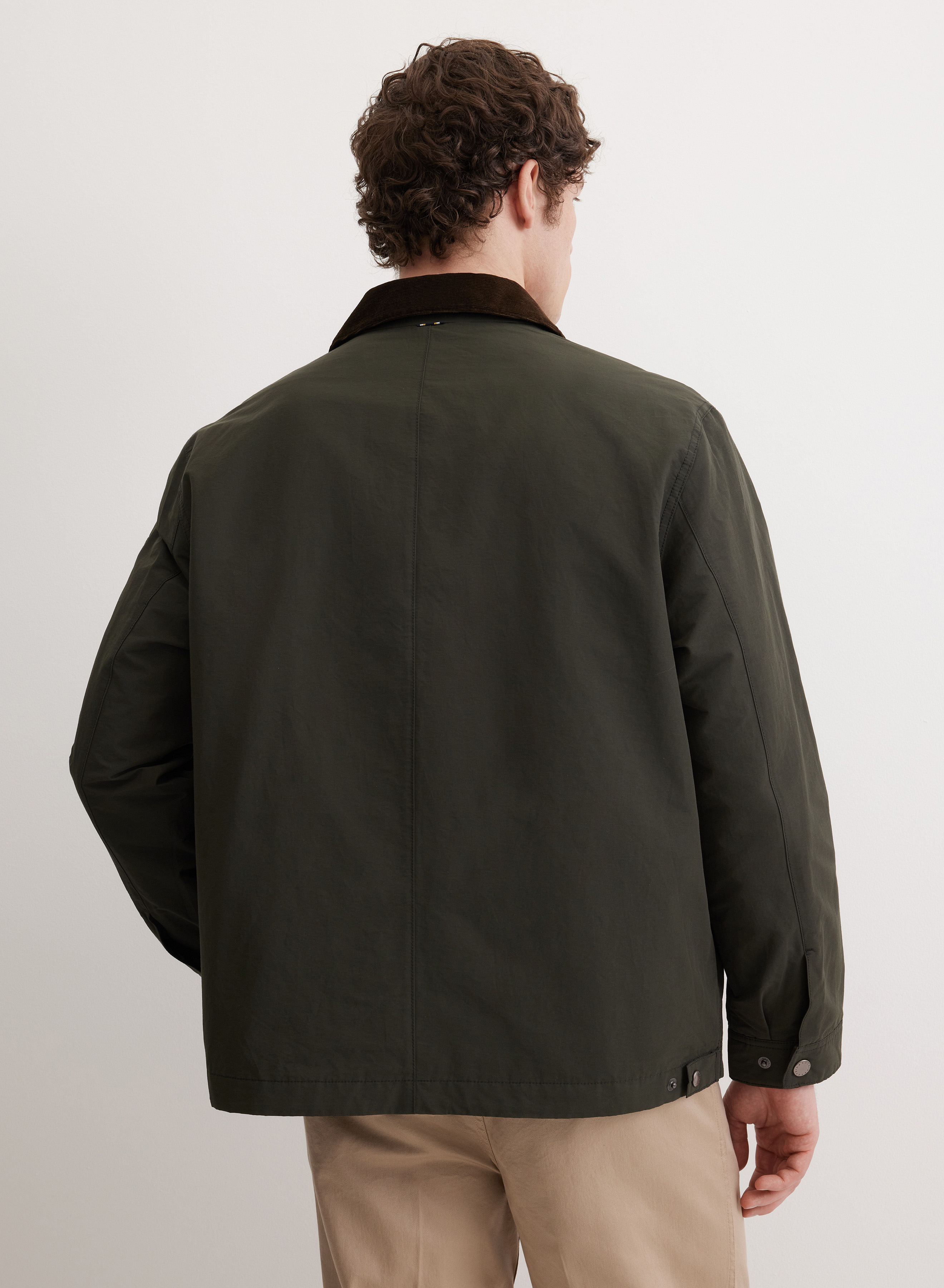 Куртка на молнии с контрастным вельветовым воротником  - основное изображение товара