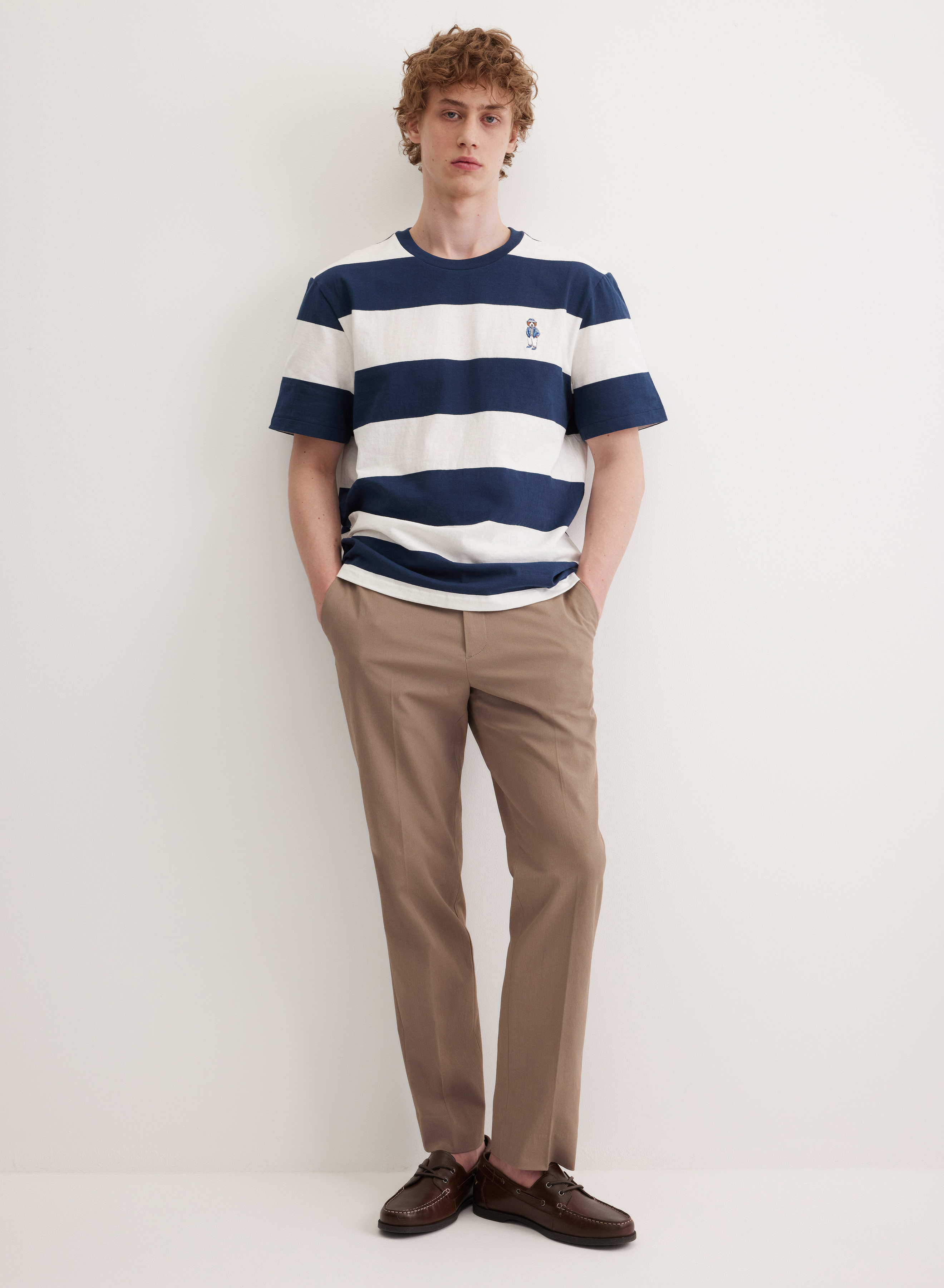 Хлопковая футболка в широкую контрастную полоску  - основное изображение товара