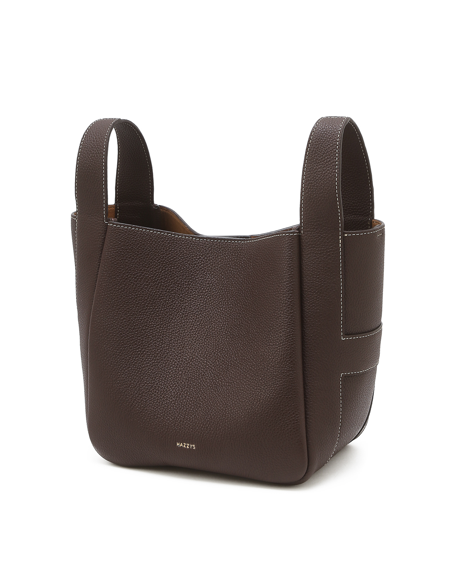 Кожаная сумка-шопер с контрастной строчкой  - основное изображение товара