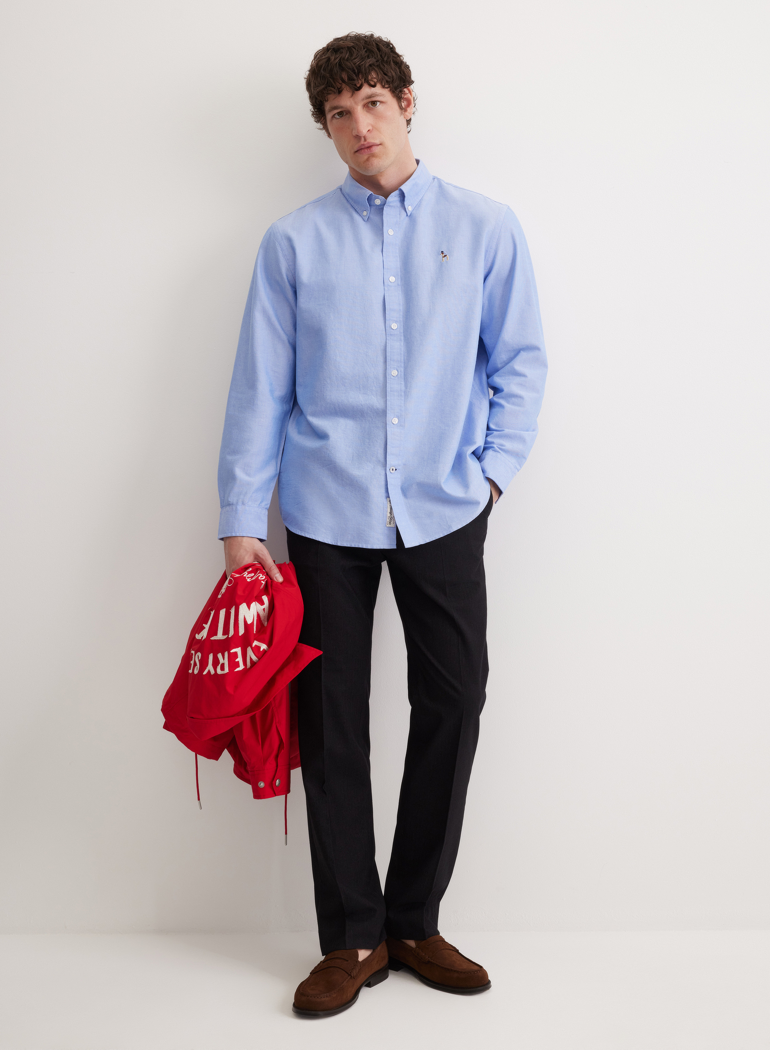 Хлопковая рубашка с фигурным низом - основное изображение товара