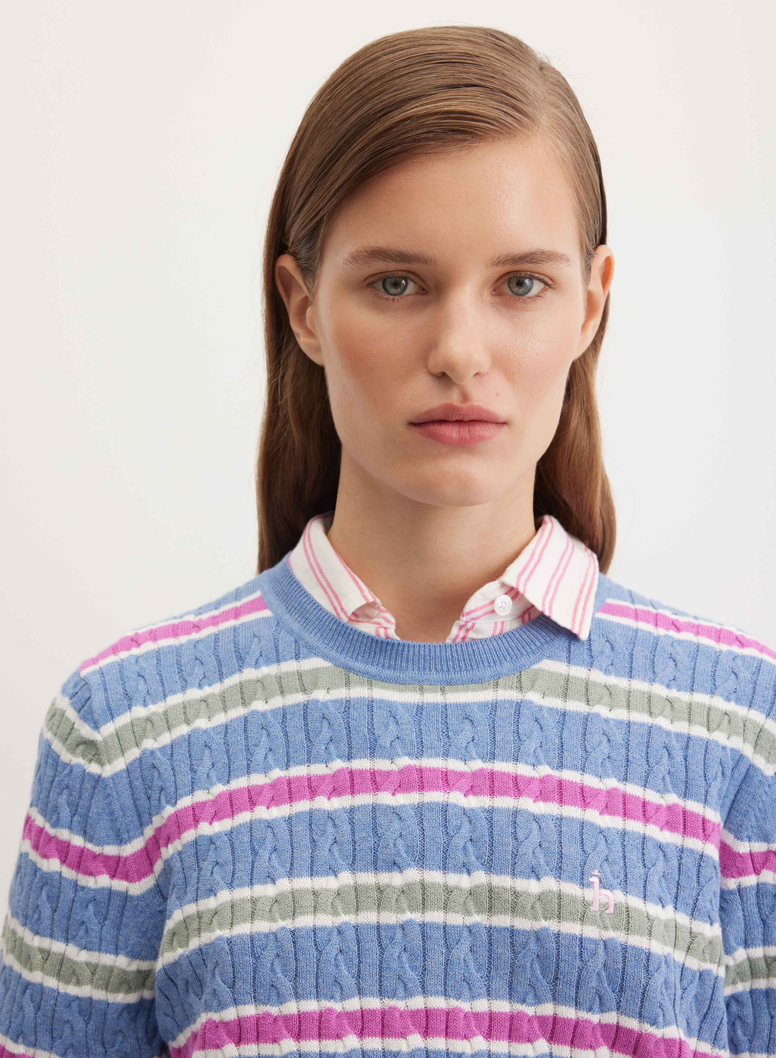 Яркий джемпер с коротким рукавом в полоску  - основное изображение товара