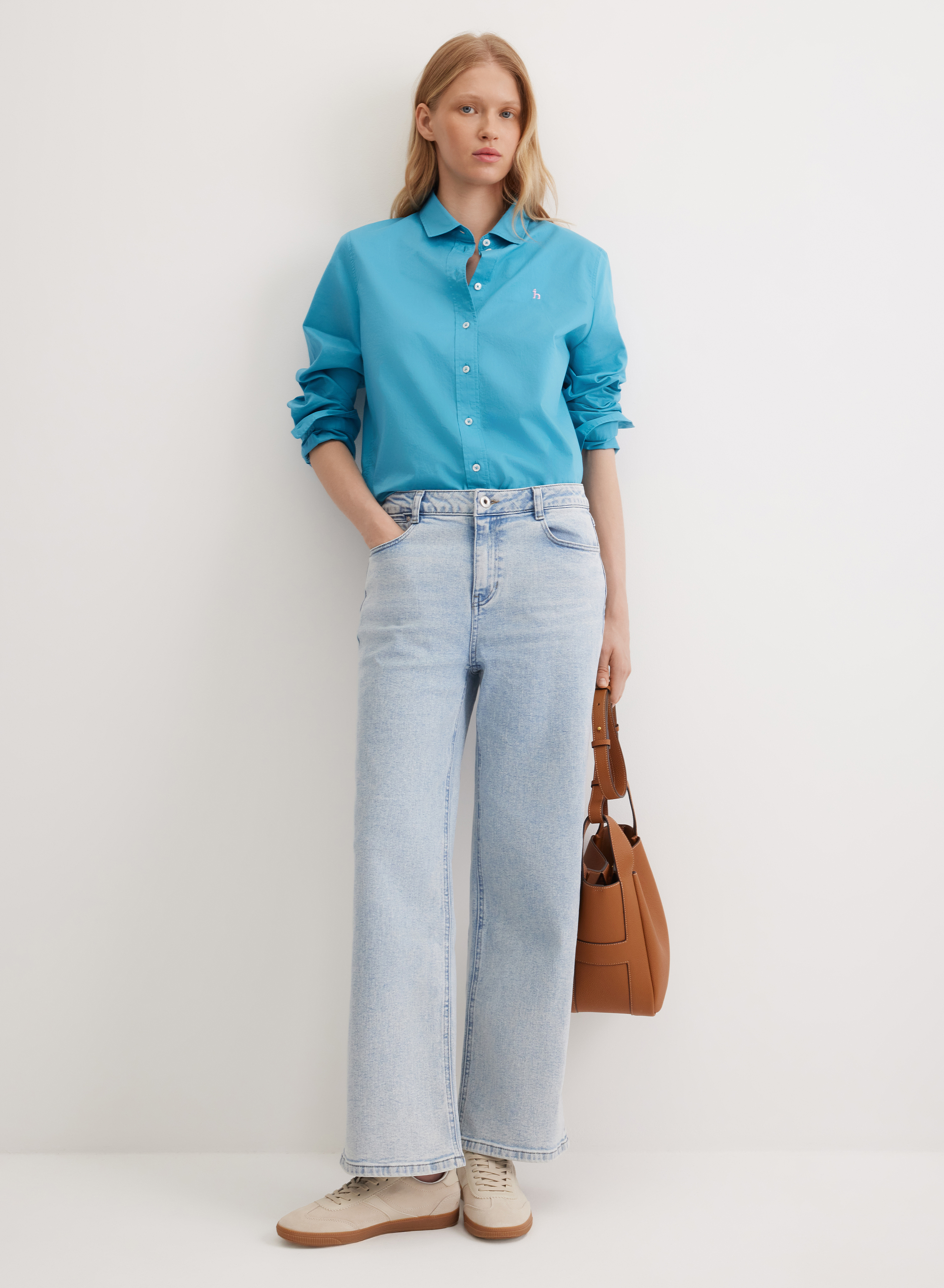 Хлопковая рубашка с контрастными пуговицами - основное изображение товара