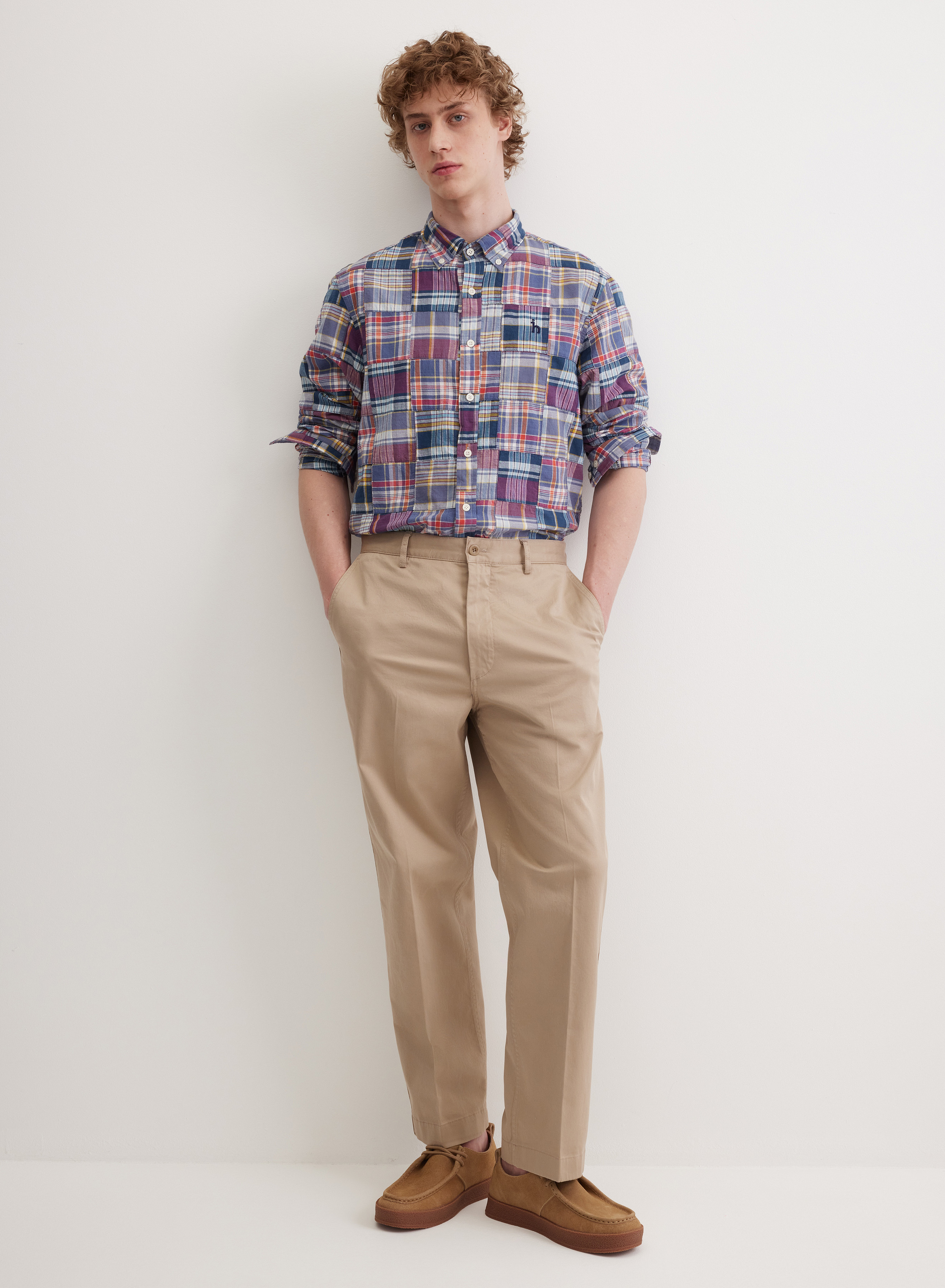 Рубашка прямого силуэта в крупную клетку - основное изображение товара