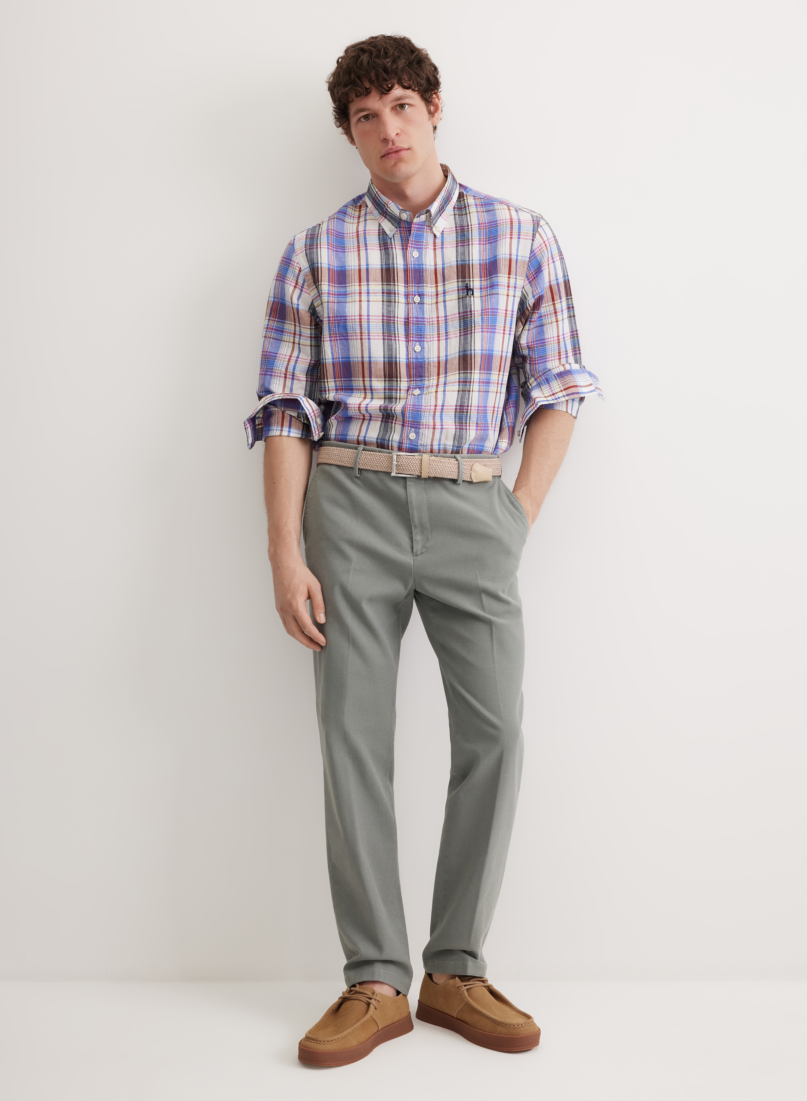 Брюки с прорезными карманами прямого кроя - основное изображение товара