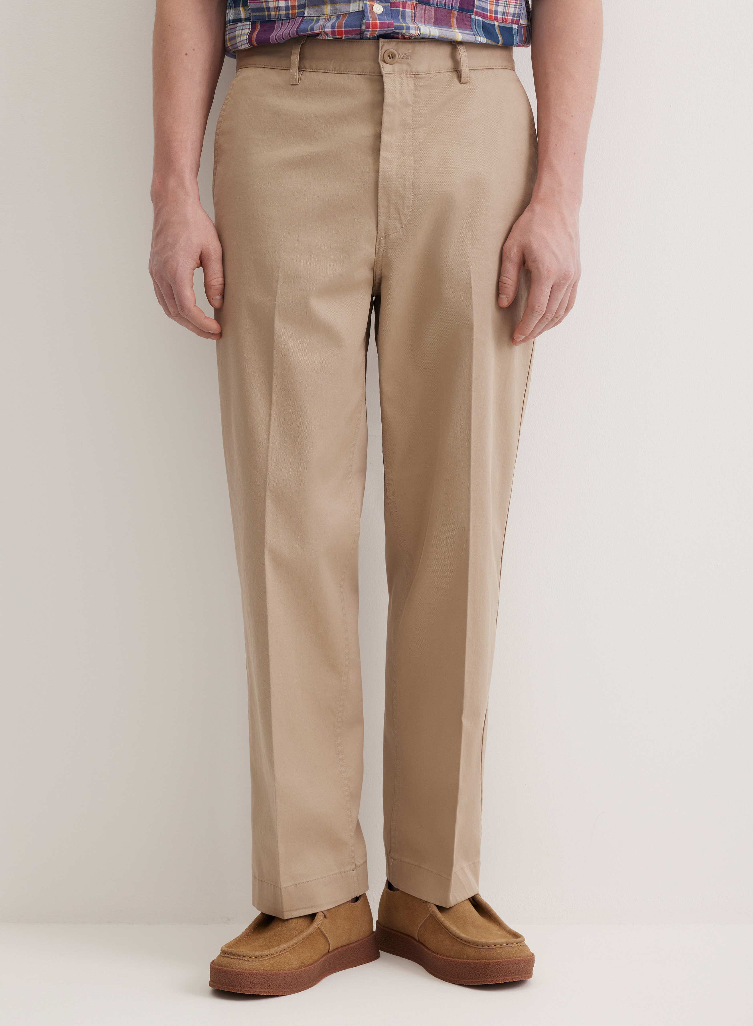 Классические прямые брюки из хлопковой ткани со стрелками  - основное изображение товара