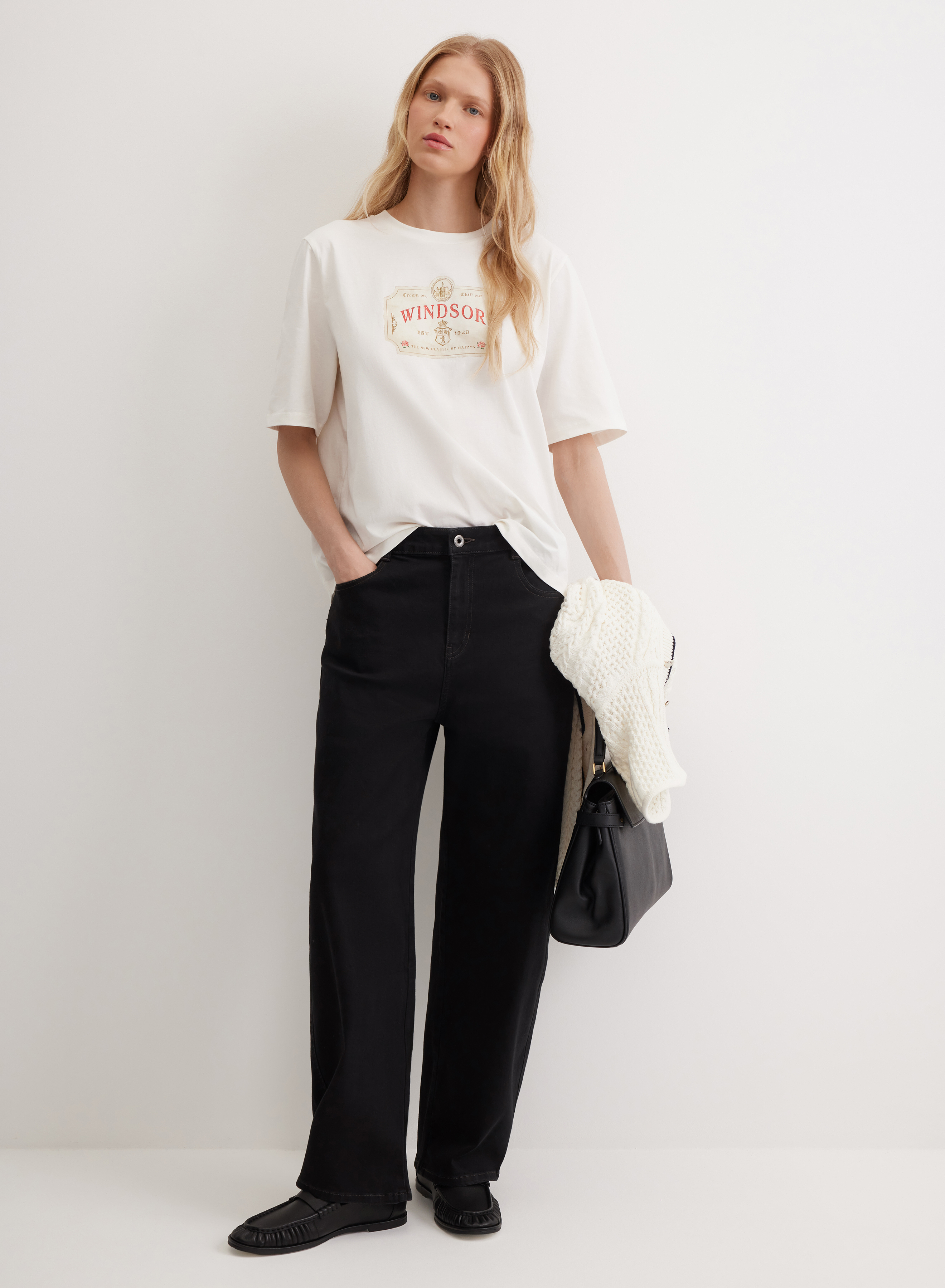 Классические джинсы с высокой посадкой - основное изображение товара