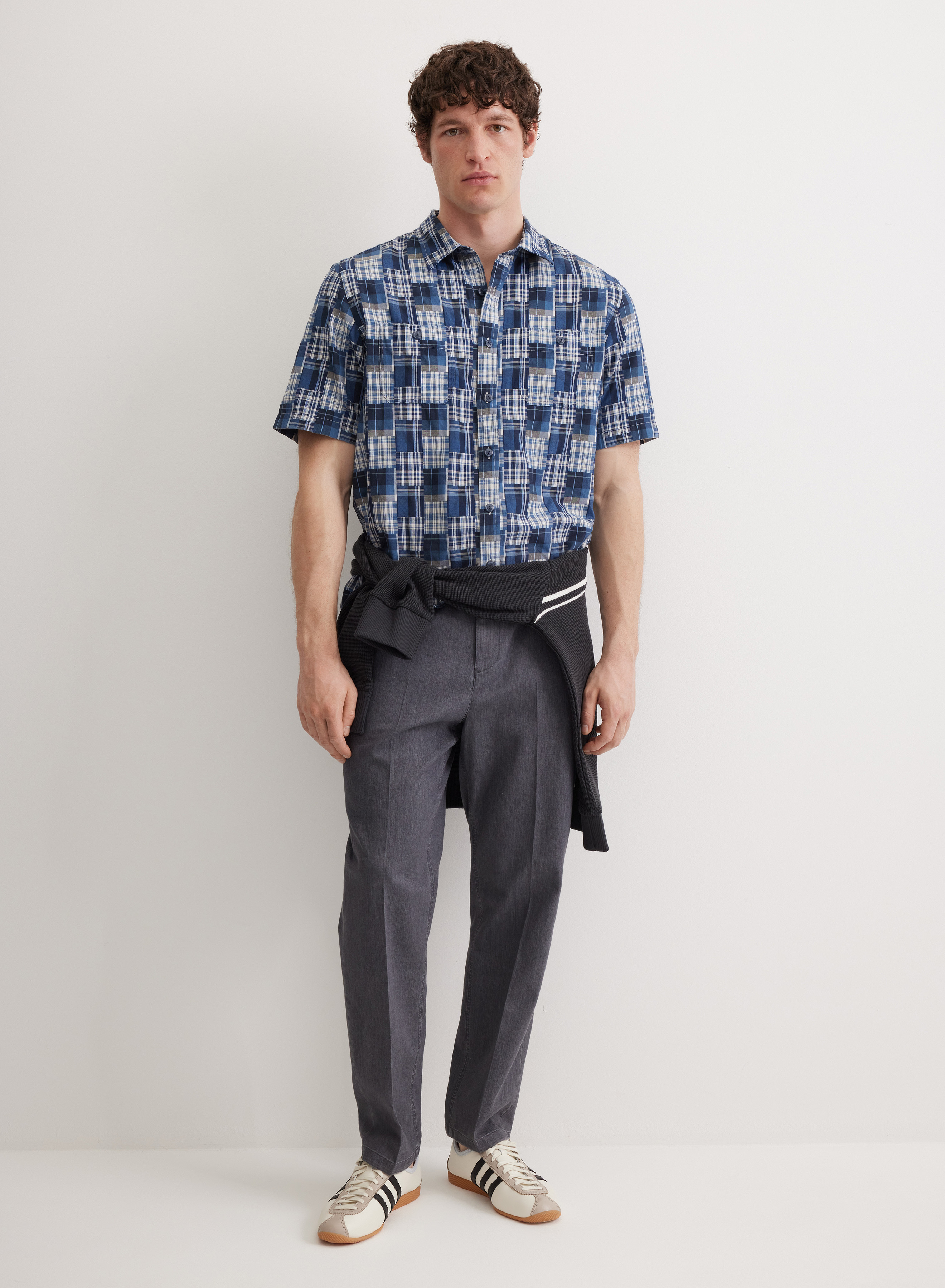 Прямые брюки с комбинированным поясом  - основное изображение товара